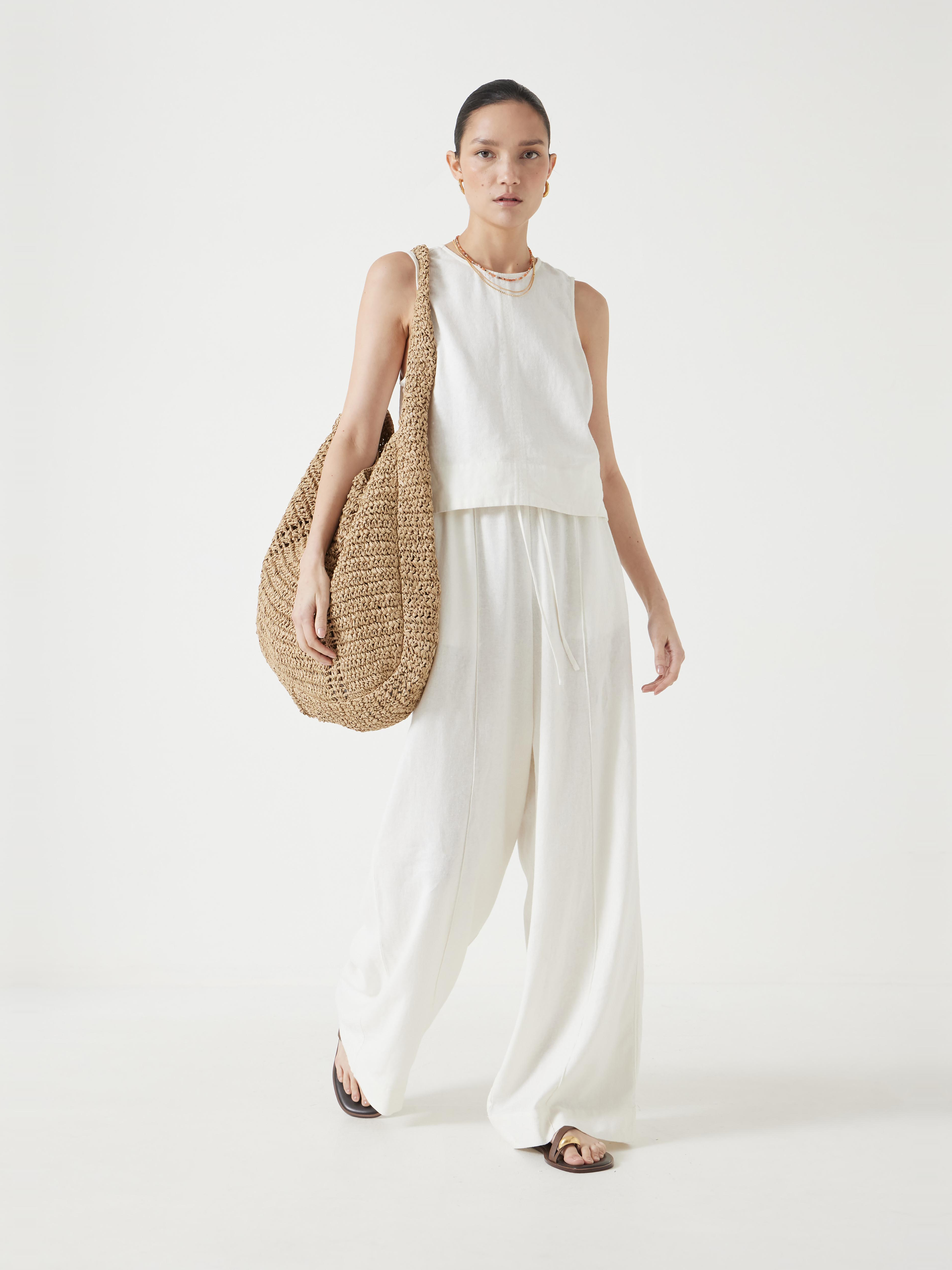 Linen Blend Petunia Wide Leg Trousers