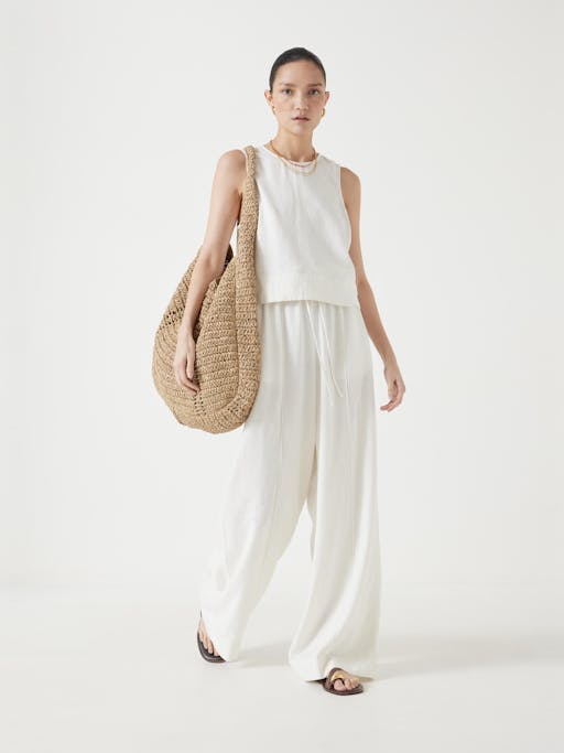 Linen Blend Petunia Wide Leg Trousers