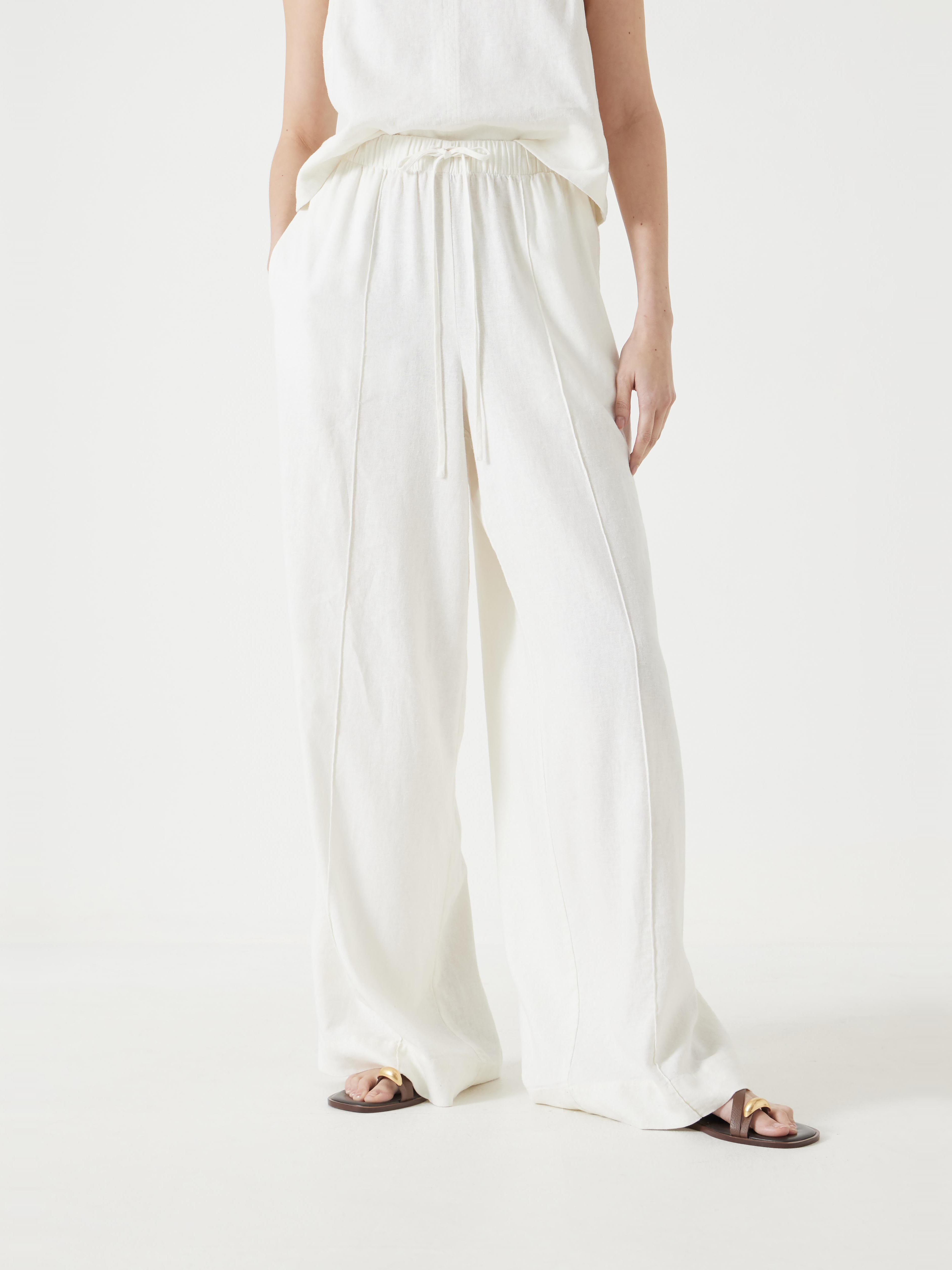 Linen Blend Petunia Wide Leg Trousers