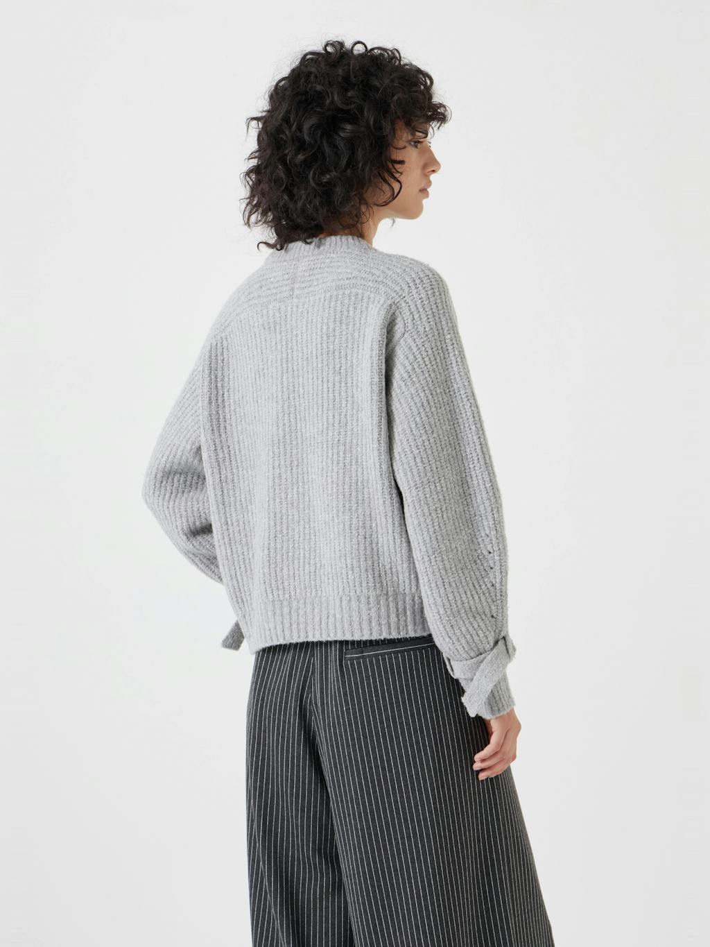 012950-2804-03 Tie and Buckle Detail Textured Knitted Jumper