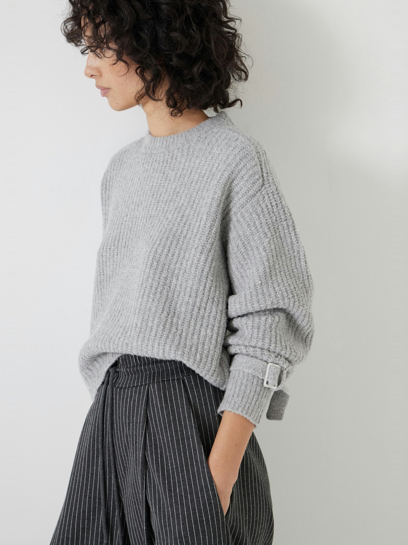 012950-2804-04 Tie and Buckle Detail Textured Knitted Jumper