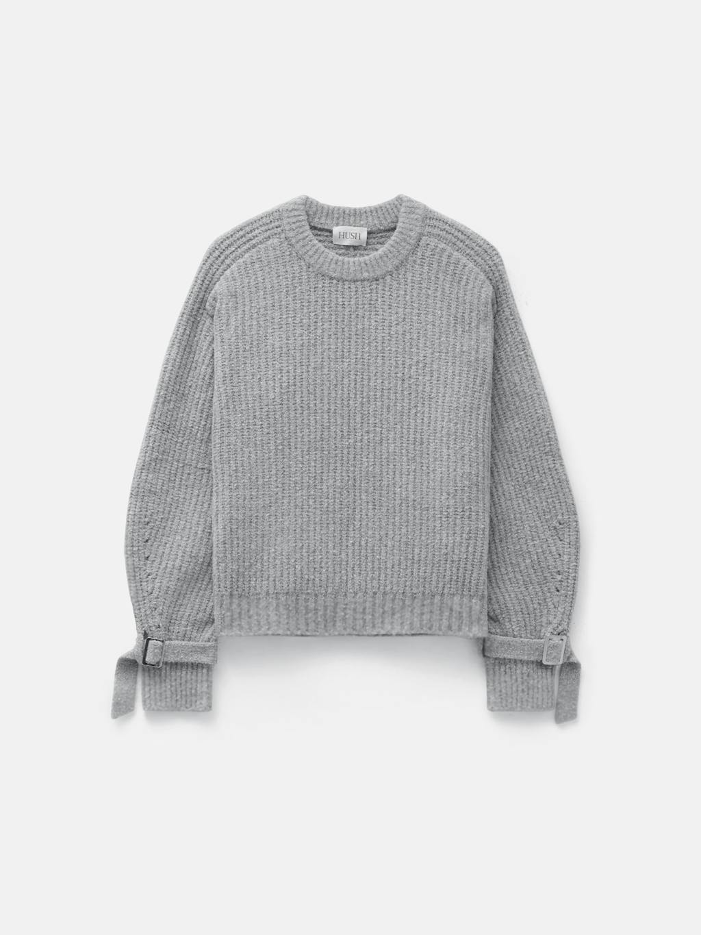 012950-2804-07 Tie and Buckle Detail Textured Knitted Jumper