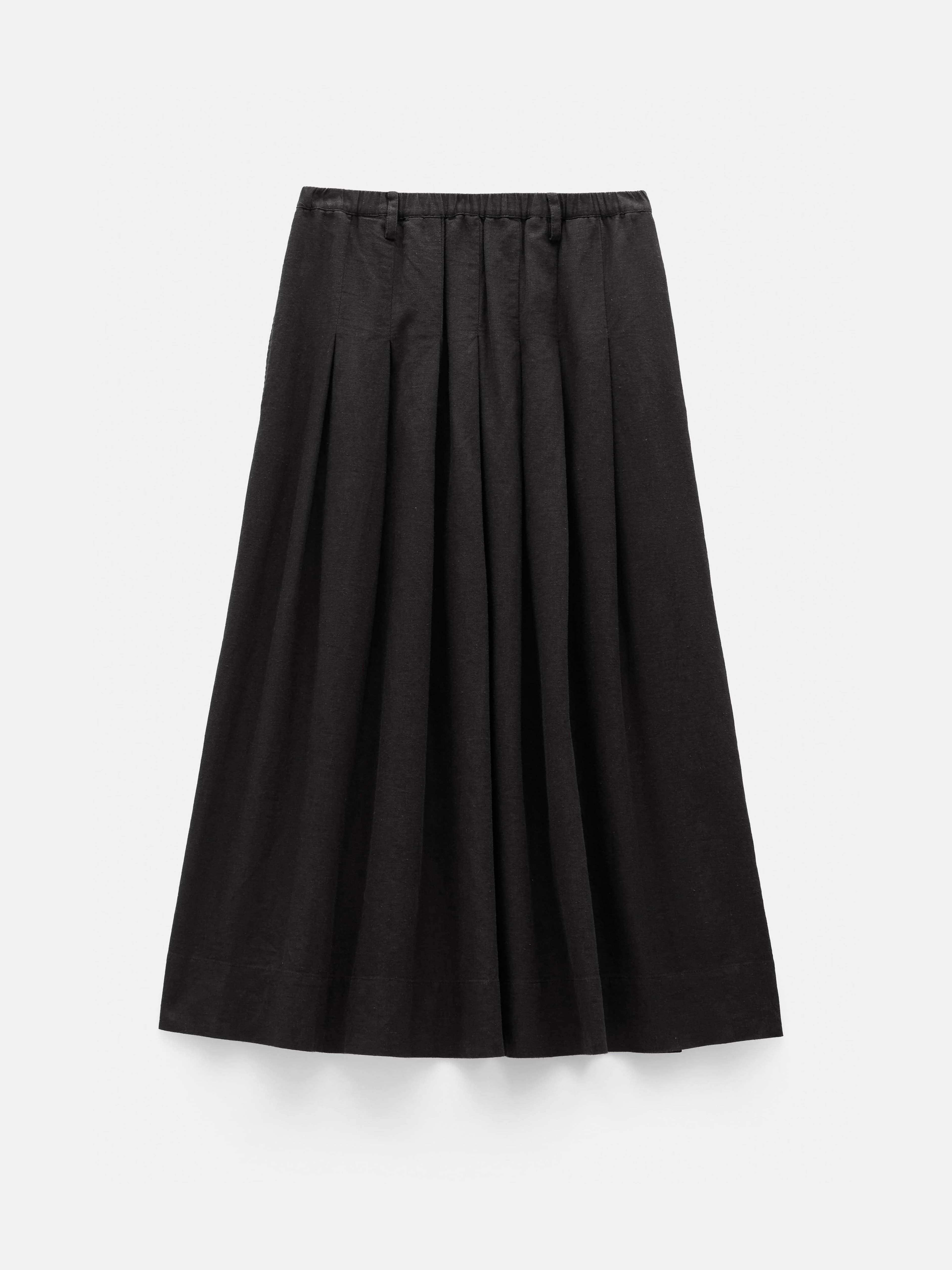 Ivy Pleated Linen Blend Midi Skirt