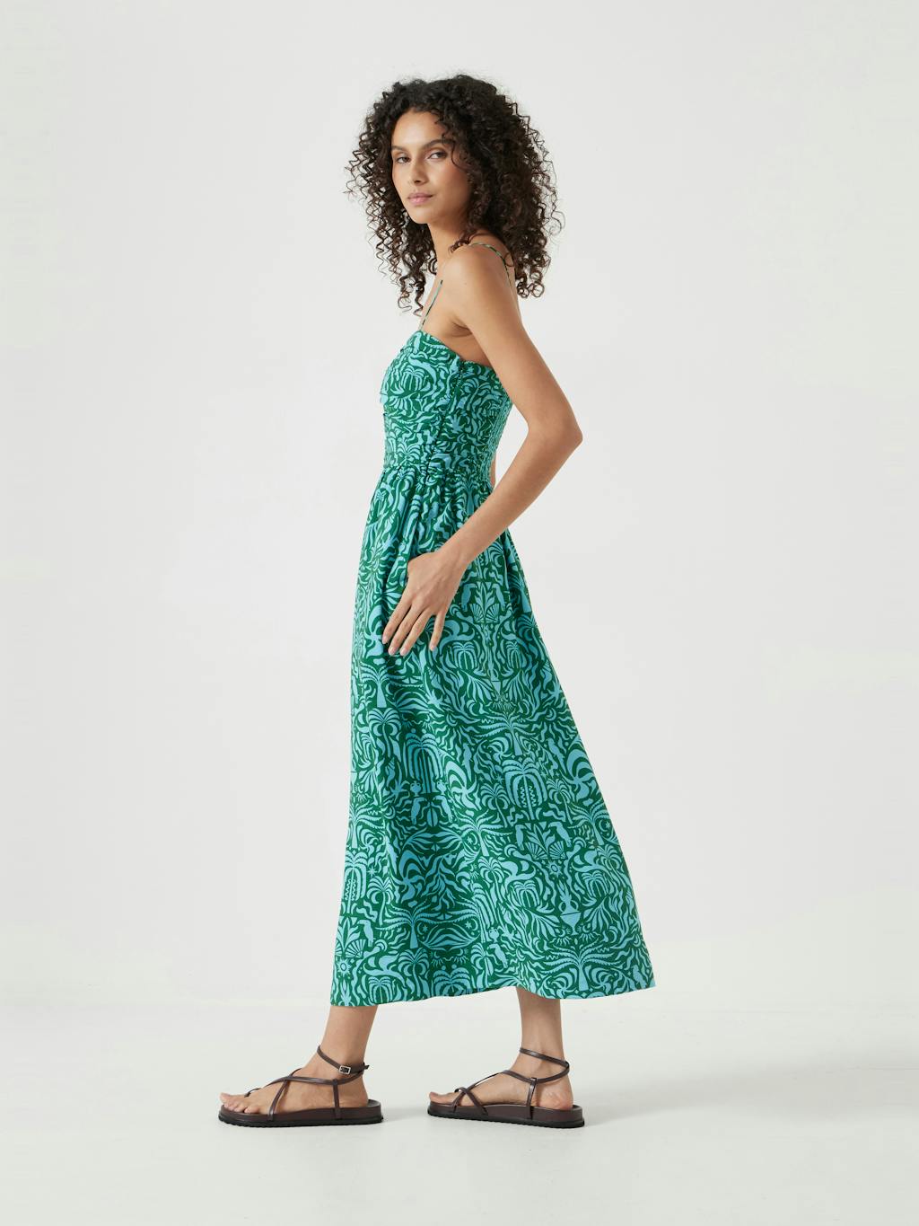 012870-4767-04 Air Flow Strappy Gathered Midi Dress