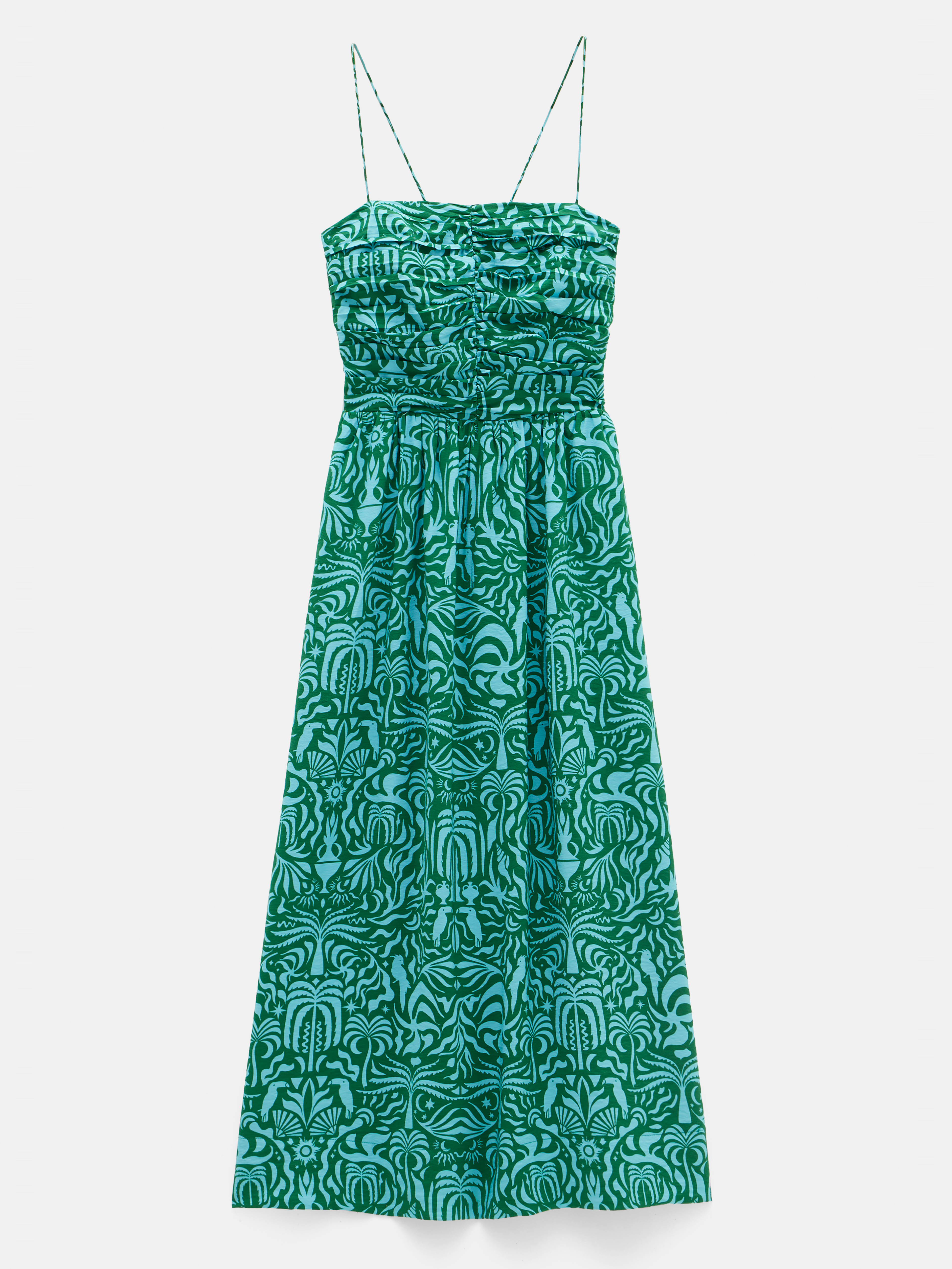 Air Flow Strappy Gathered Midi Dress