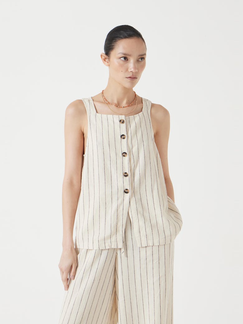 Phoebe Linen Blend Stripe Waistcoat