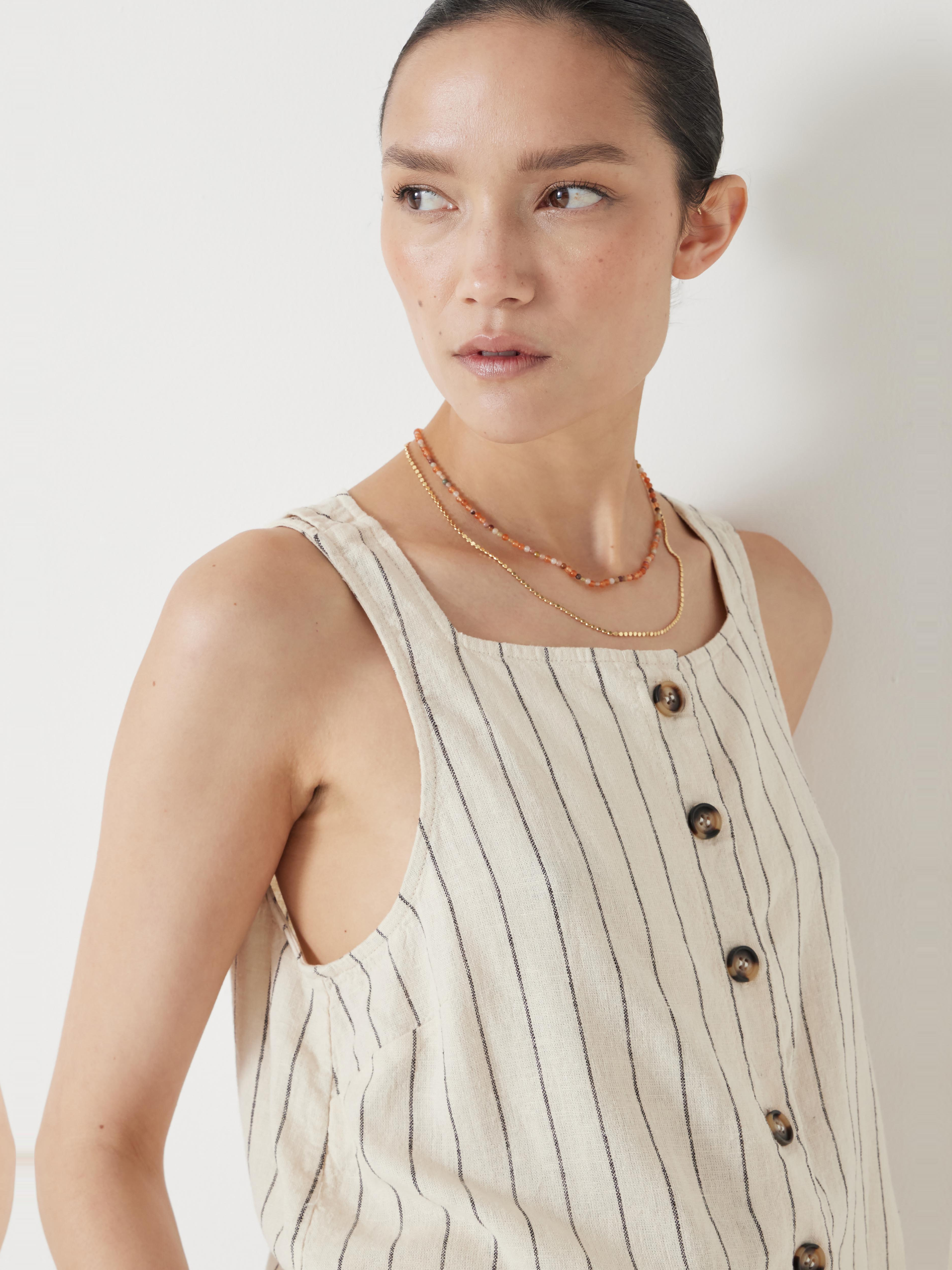 Phoebe Linen Blend Stripe Waistcoat