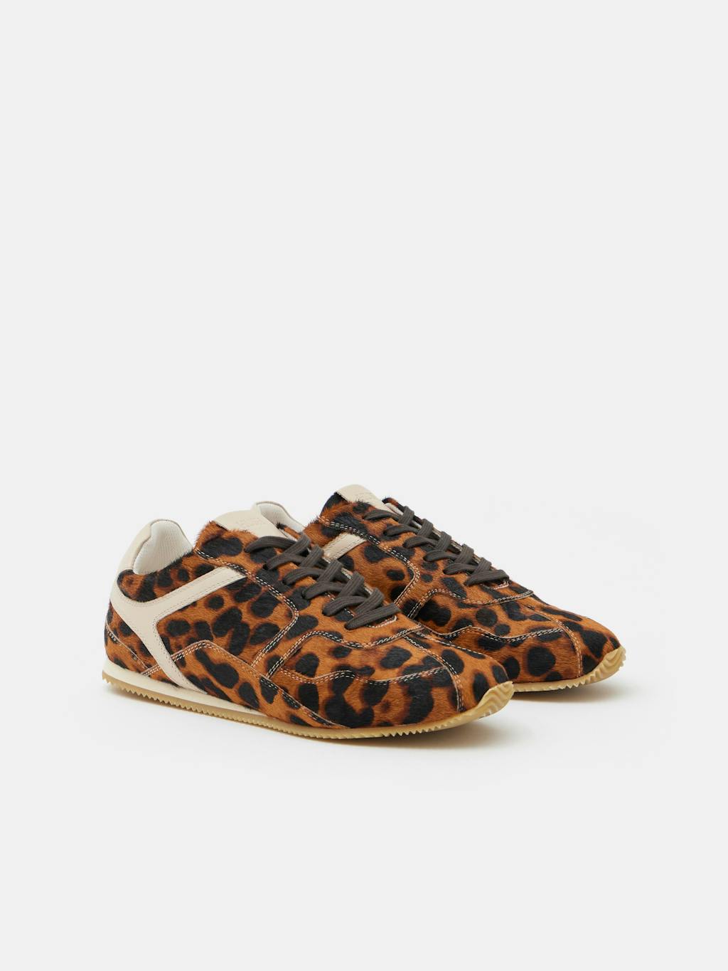 012796-0475-03 Leopard Hair On Leather Trainers