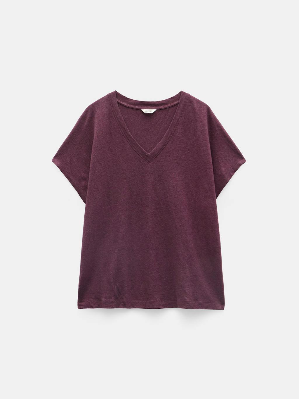 012888-3278-07 Rosalia Linen Blend V Neck T-Shirt