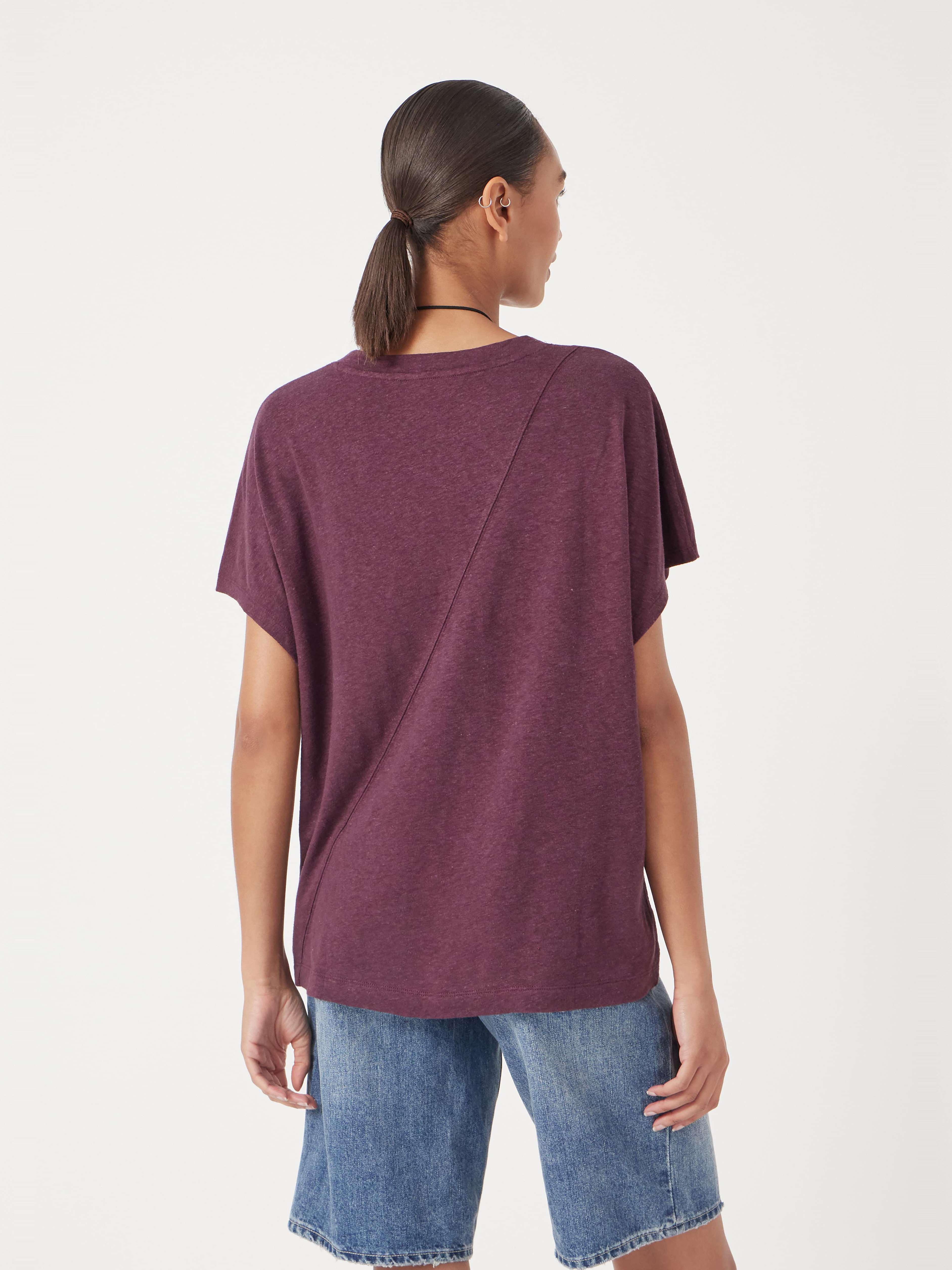 Rosalia Linen Blend V Neck T-Shirt