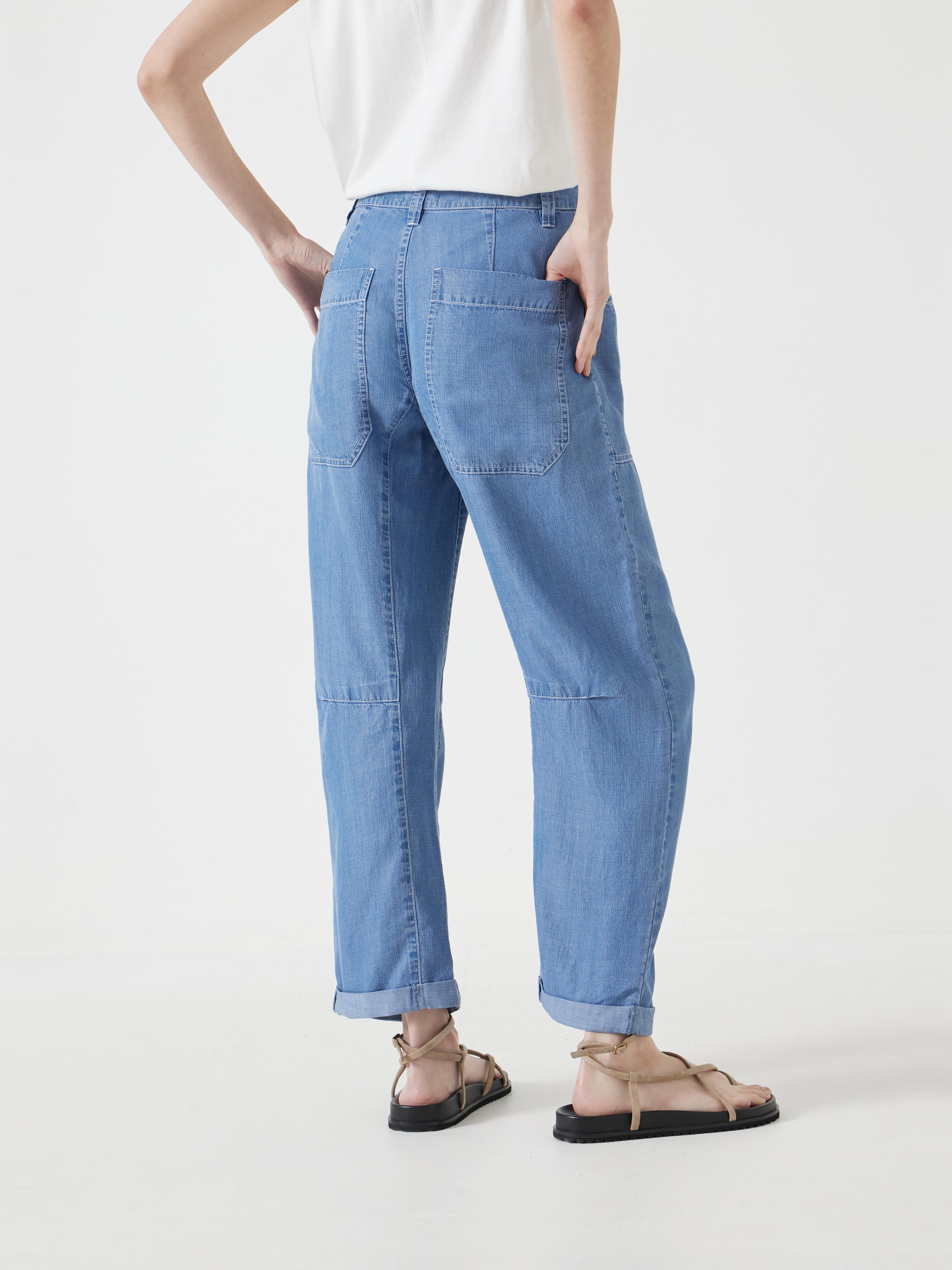Chambray Cordi Barrel Leg Trousers