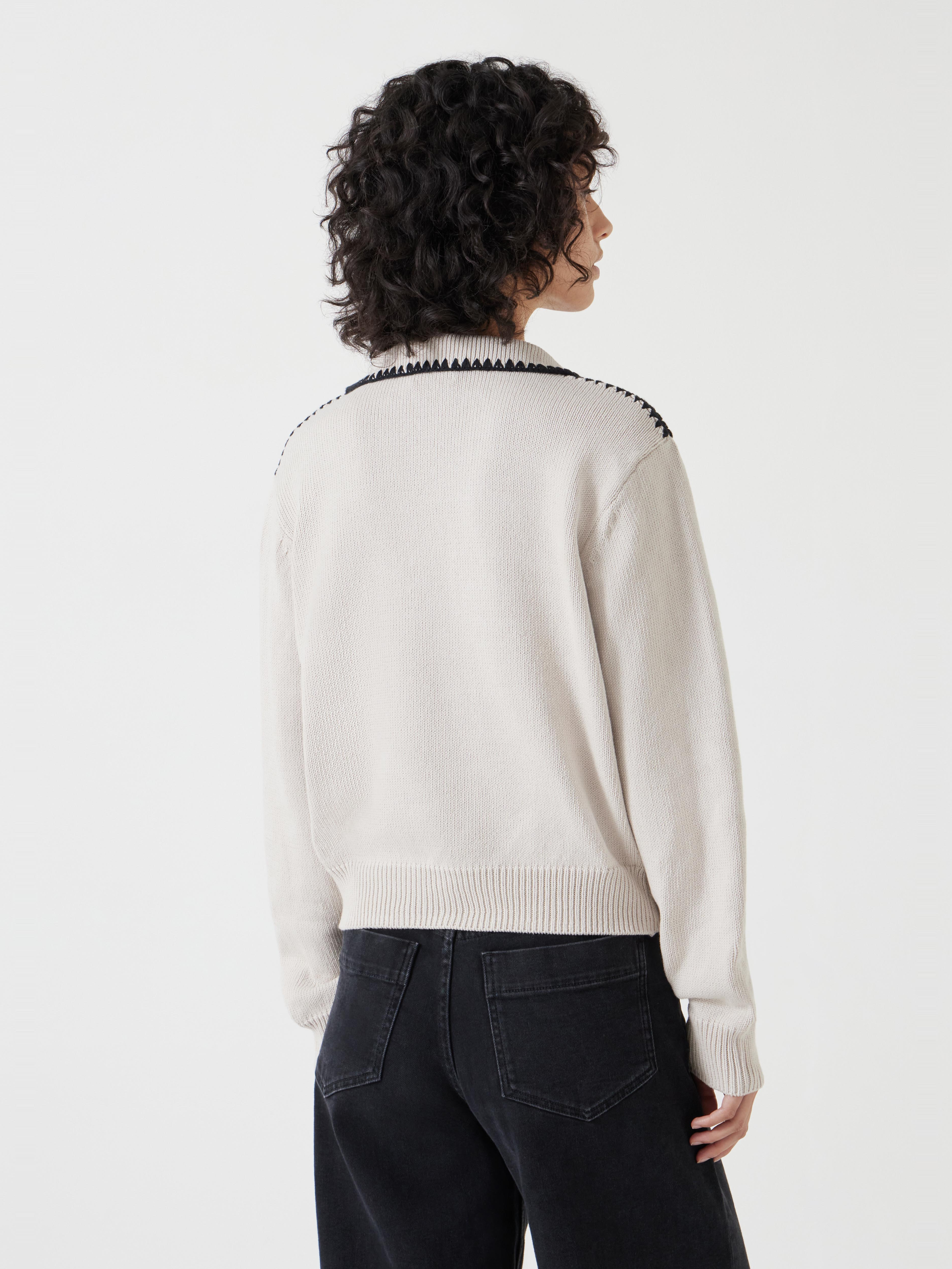 Whipstitch Collar Cotton Jumper
