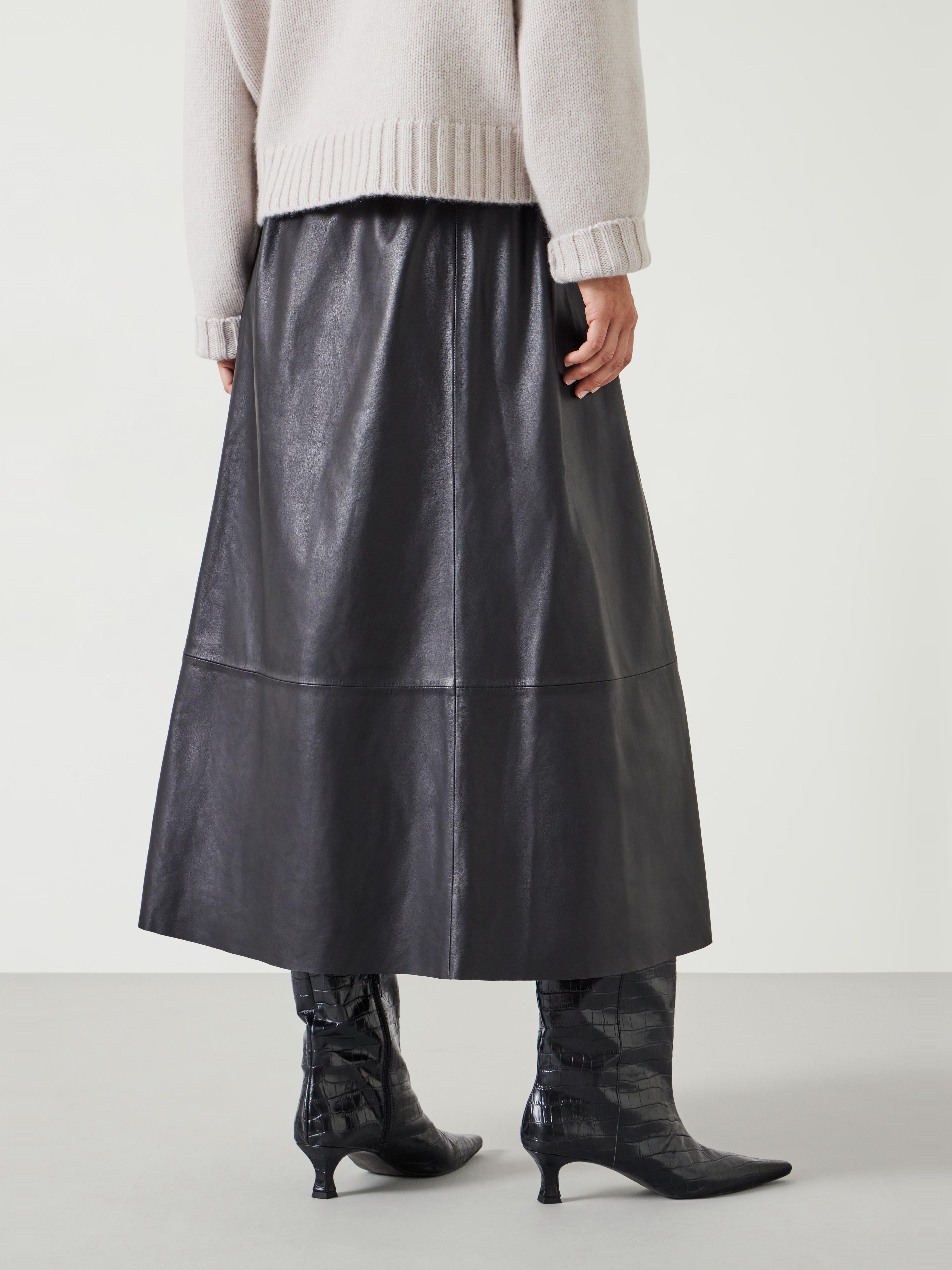 Agatha Leather Midi Skirt