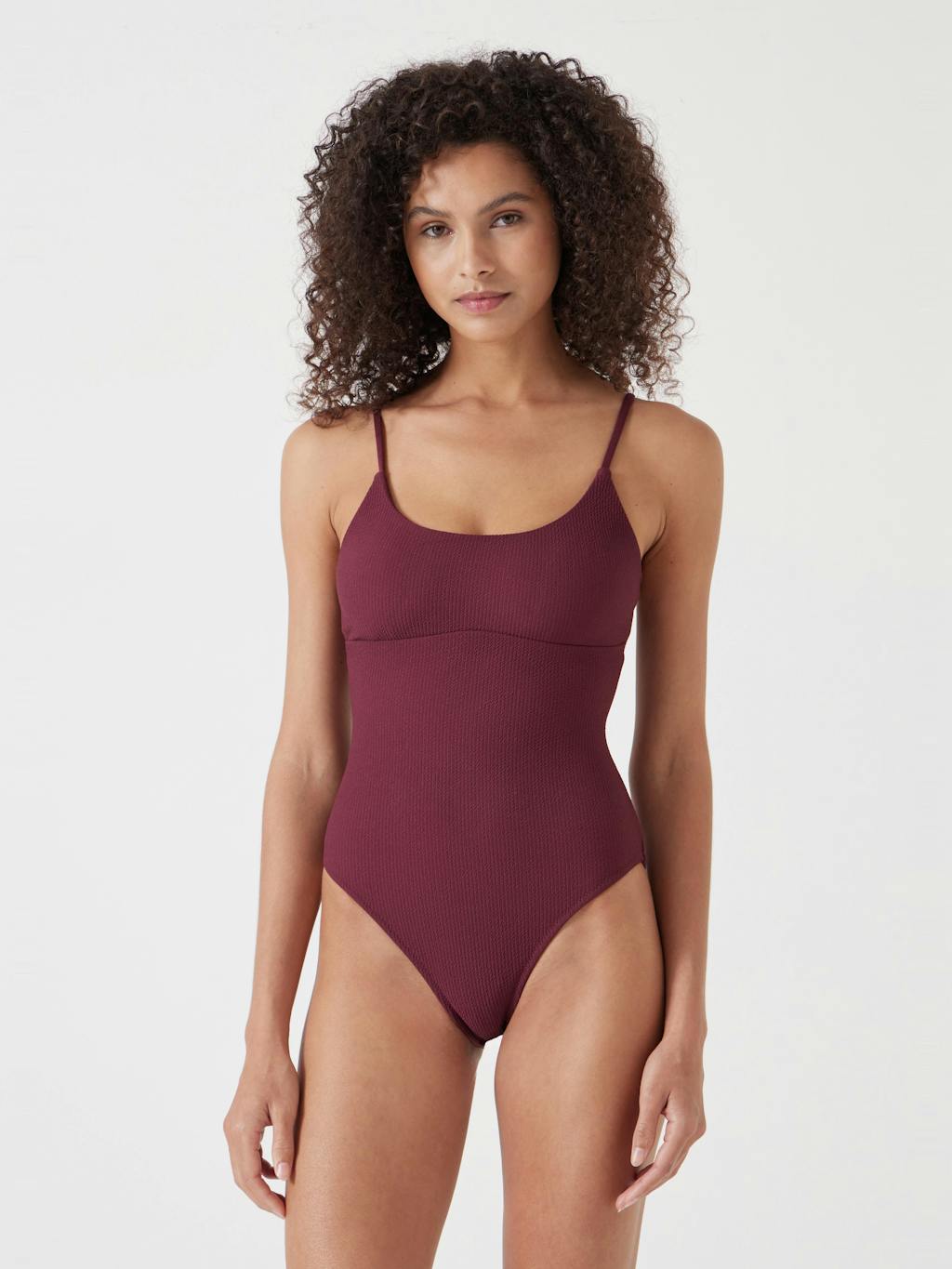 013235-1179-01 Square Neck Texture Swimsuit