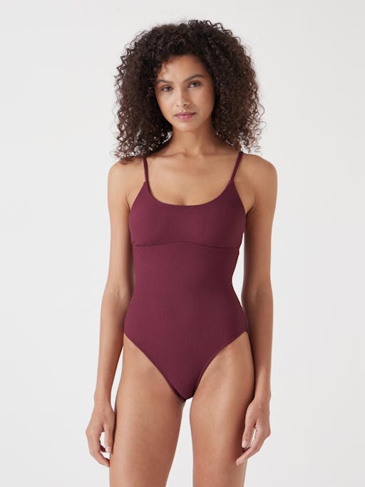 Square Neck Texture Swimsuit