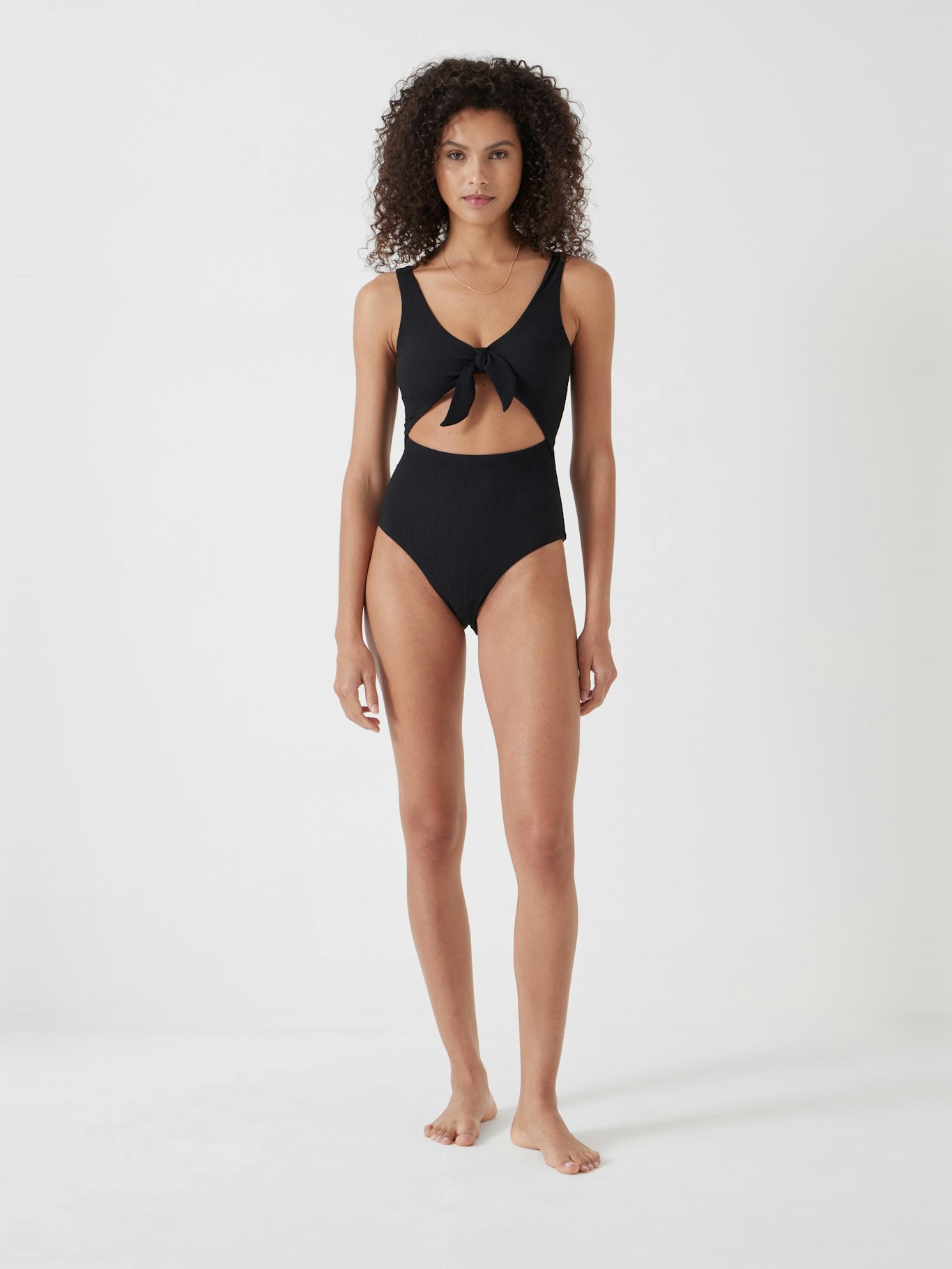 013236-0456-03 Tie Front Texture Swimsuit