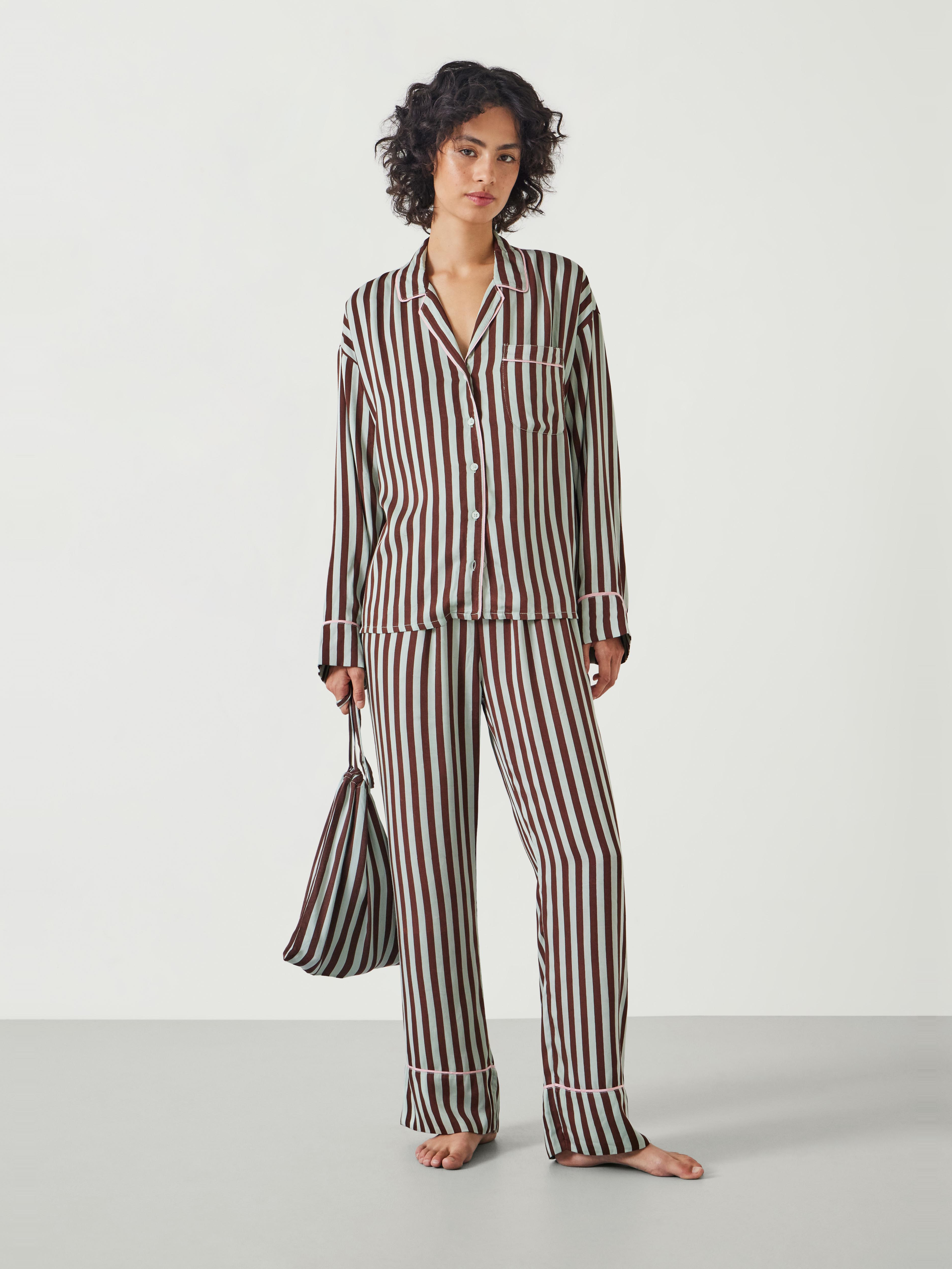 Angelina Satin Modal Stripe Pyjama Set