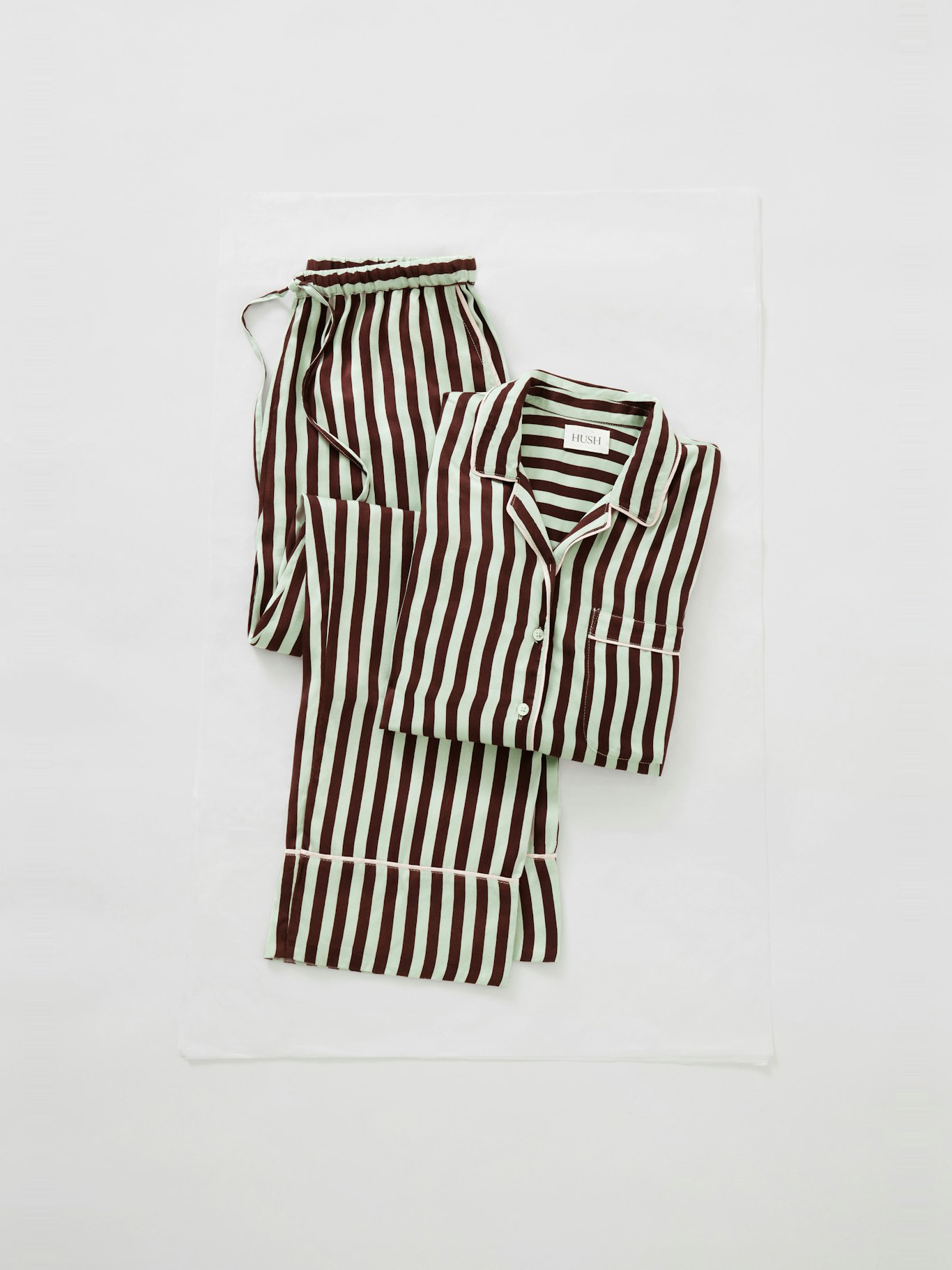 012334-4733-10 Angelina Satin Modal Stripe Pyjama Set