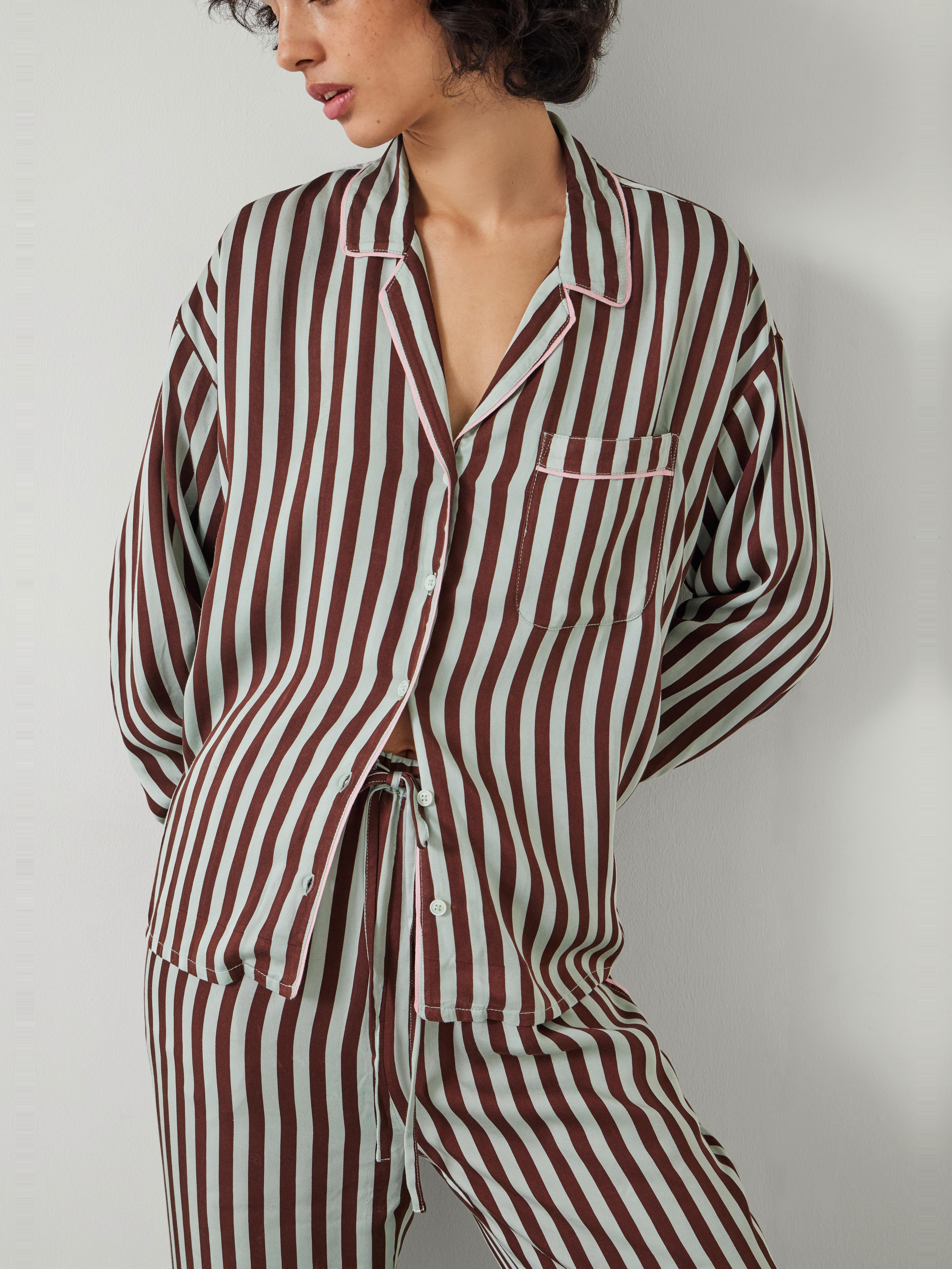 Angelina Satin Modal Stripe Pyjama Set