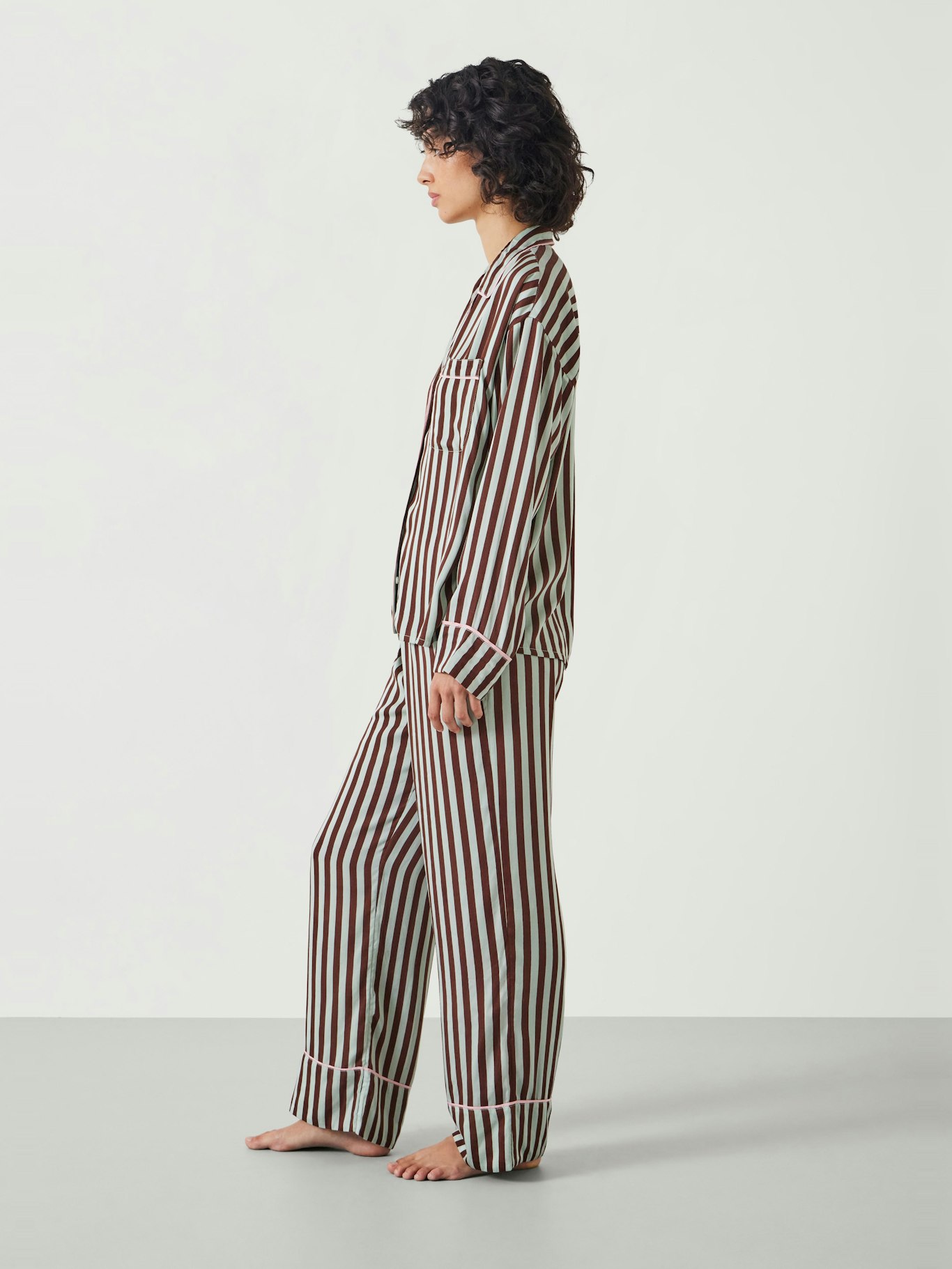 012334-4733-04 Angelina Satin Modal Stripe Pyjama Set