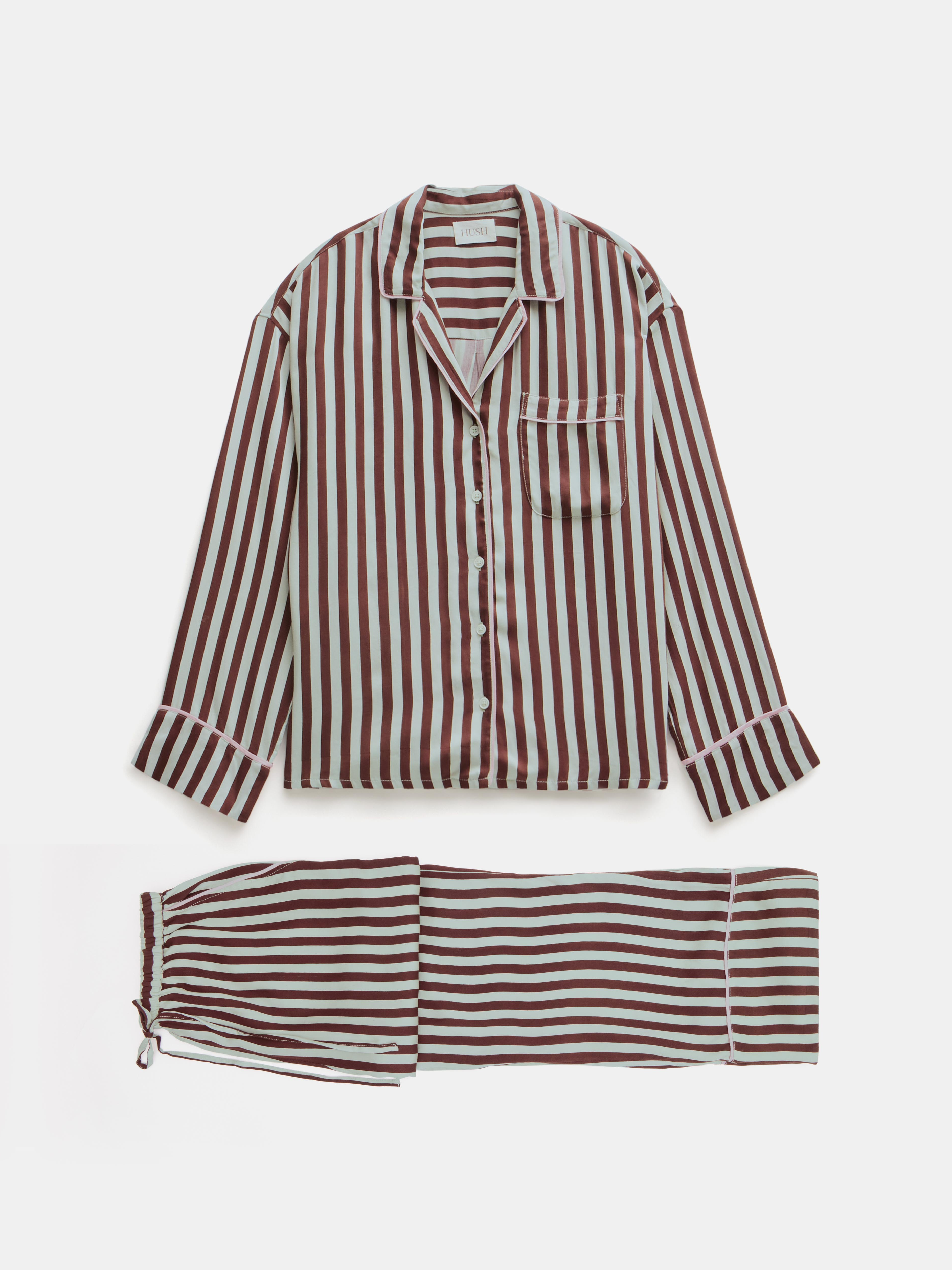 Angelina Satin Modal Stripe Pyjama Set