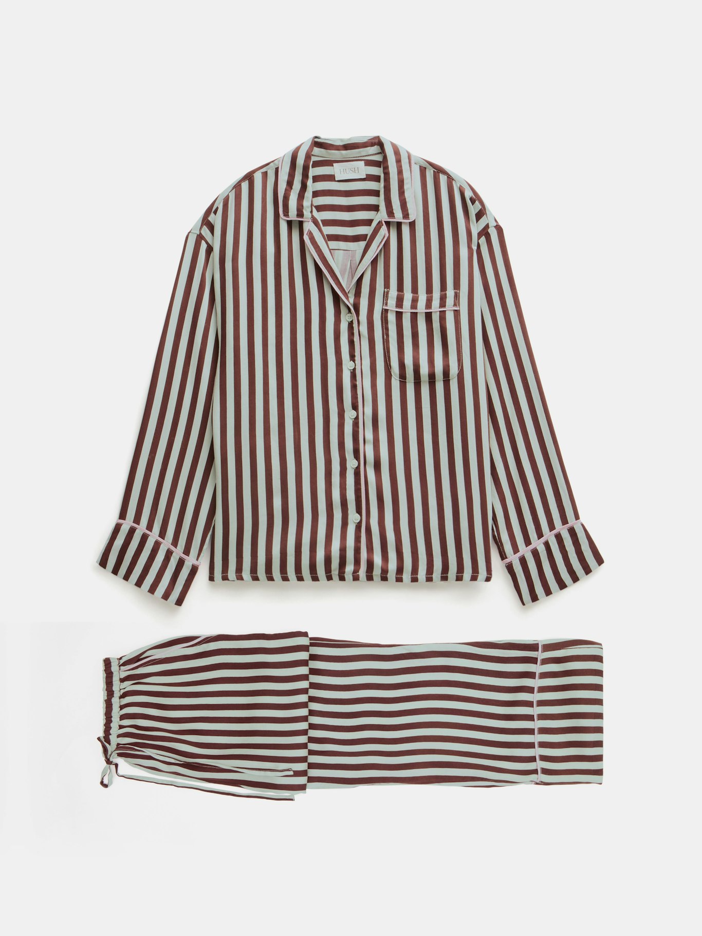012334-4733-07 Angelina Satin Modal Stripe Pyjama Set