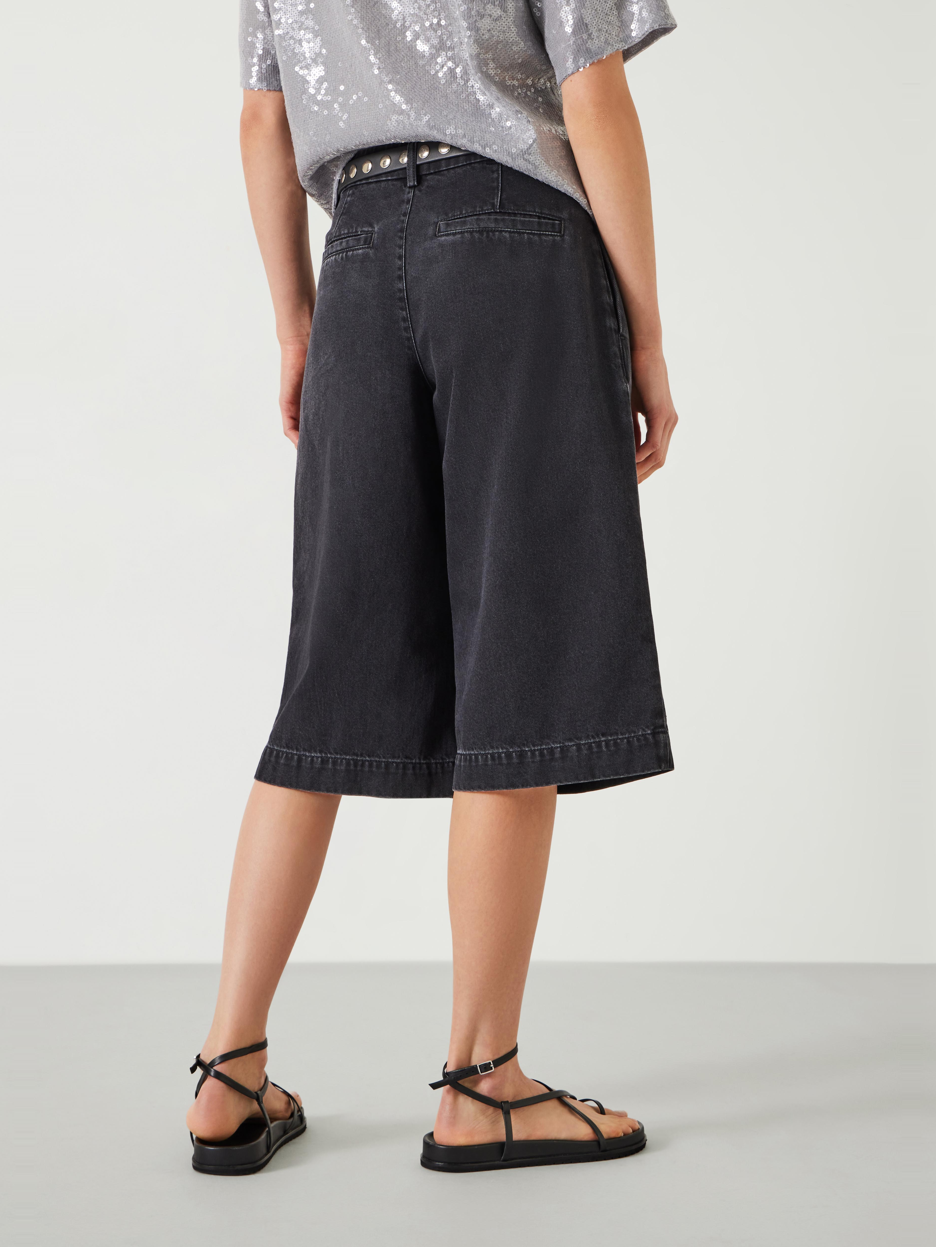 Lya Cropped Denim Bermuda Shorts