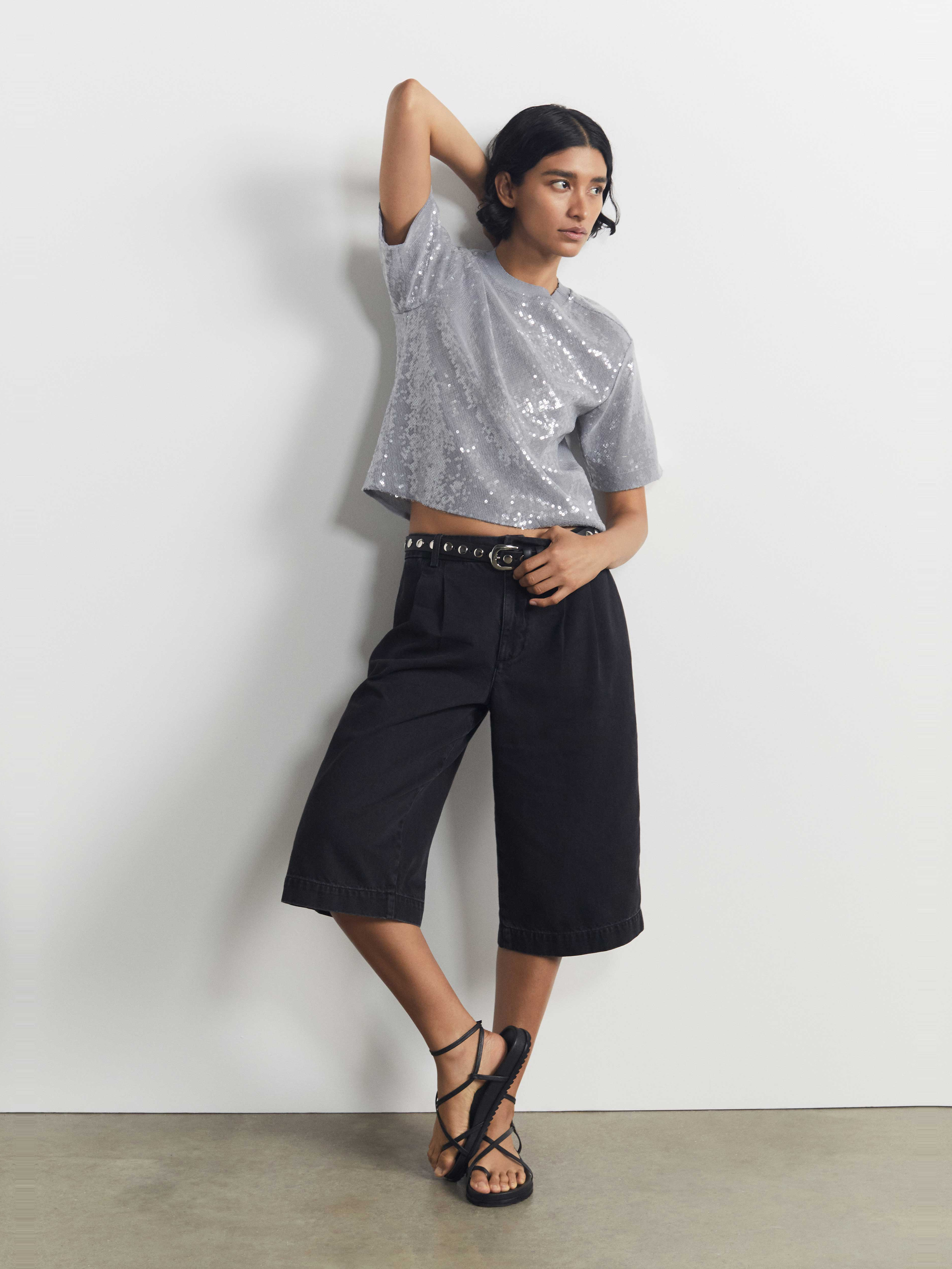 Lya Cropped Denim Bermuda Shorts