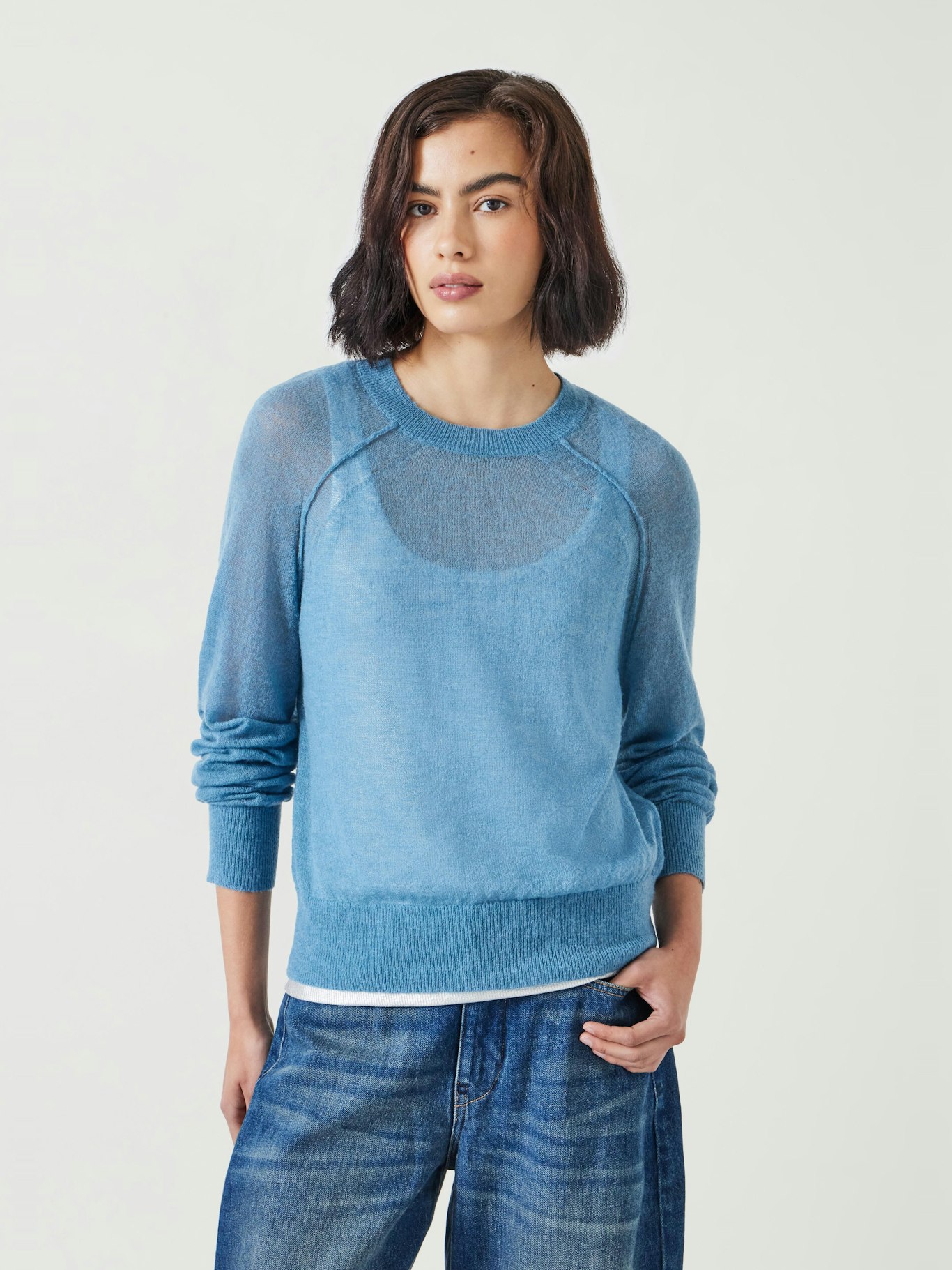 011743-4673-01 Elsie Gauzy Wool Blend Crew Jumper