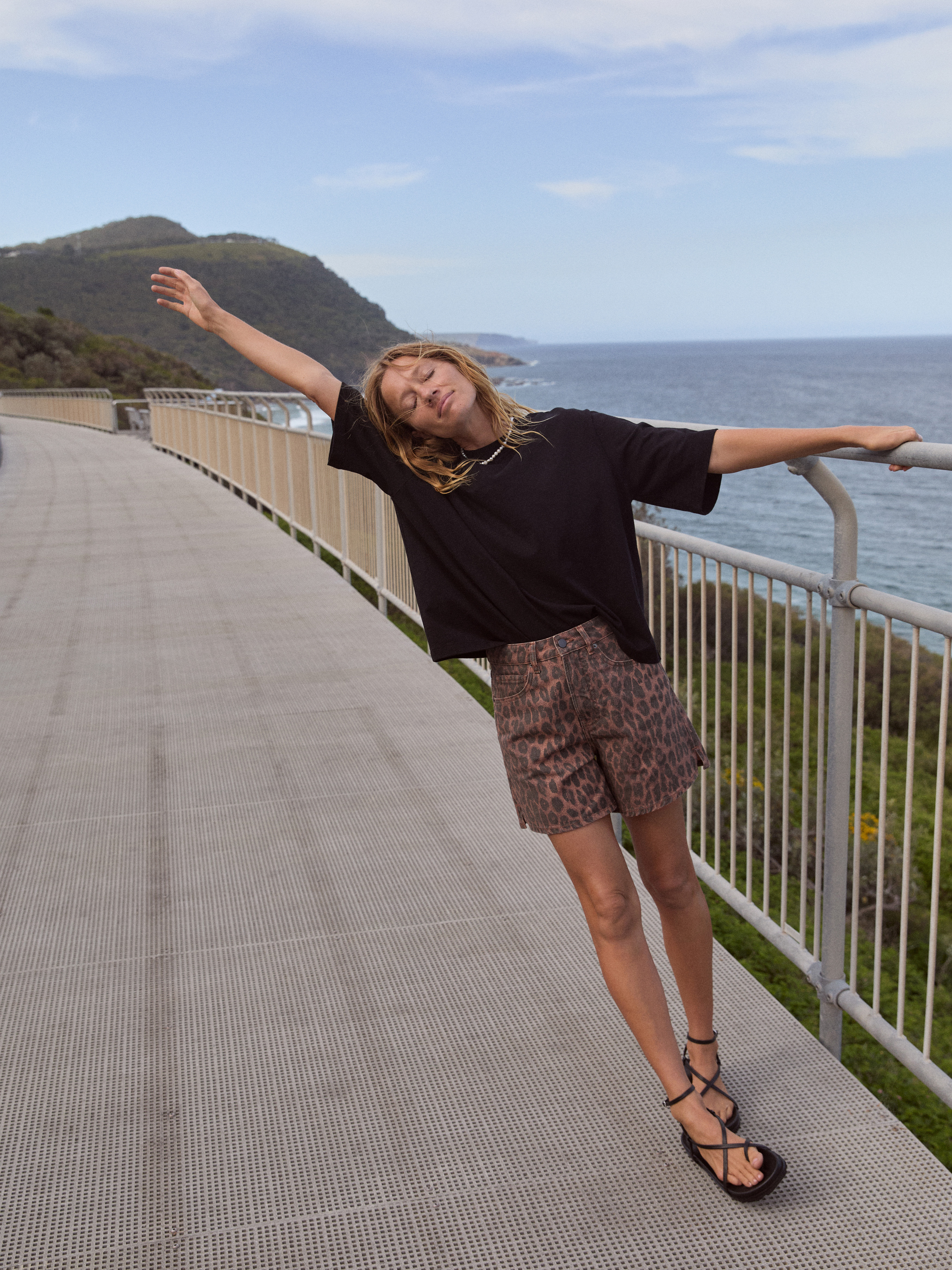 Leopard Print Essential Denim Shorts