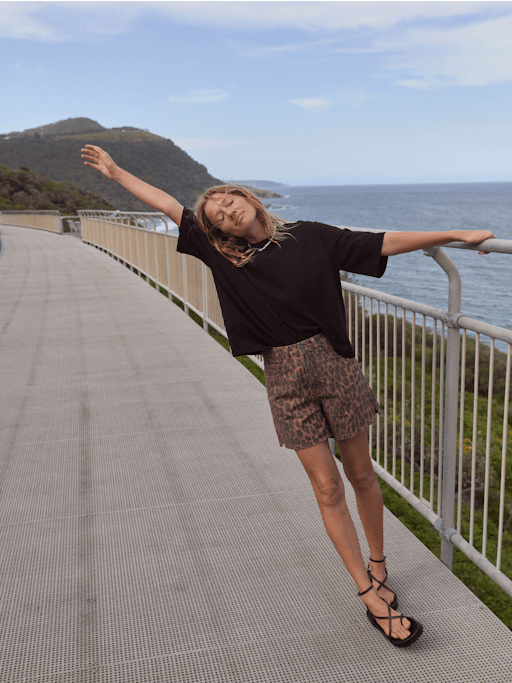 Leopard Print Essential Denim Shorts
