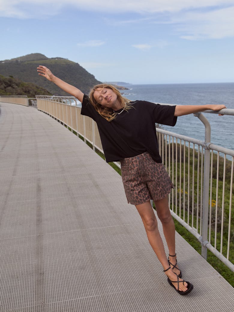 Leopard Print Essential Denim Shorts