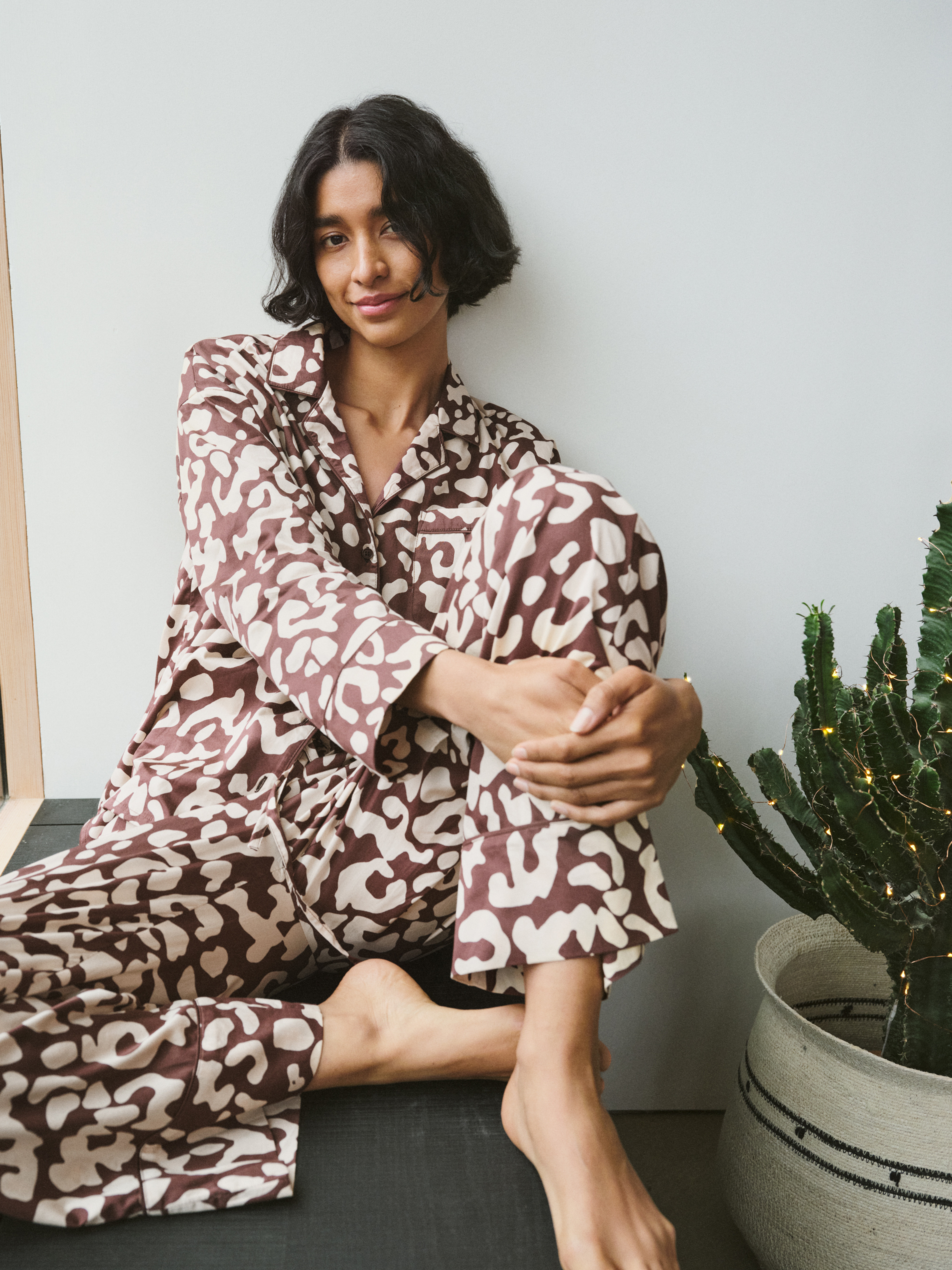 Angelina Cotton Satin Animal Print Pyjamas