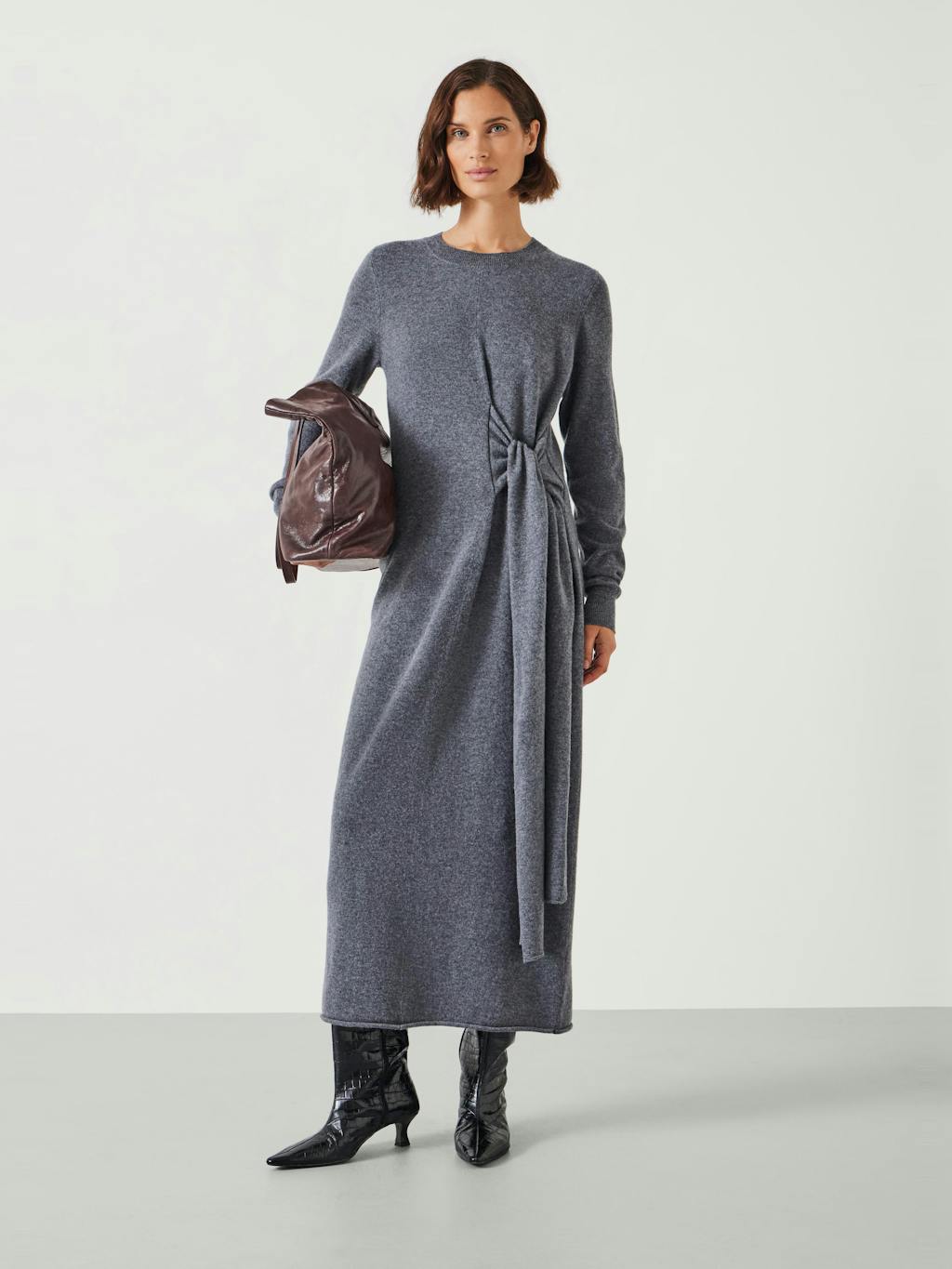 012542-2805-01 Tilly Tie Waist Merino Wool Midi Dress