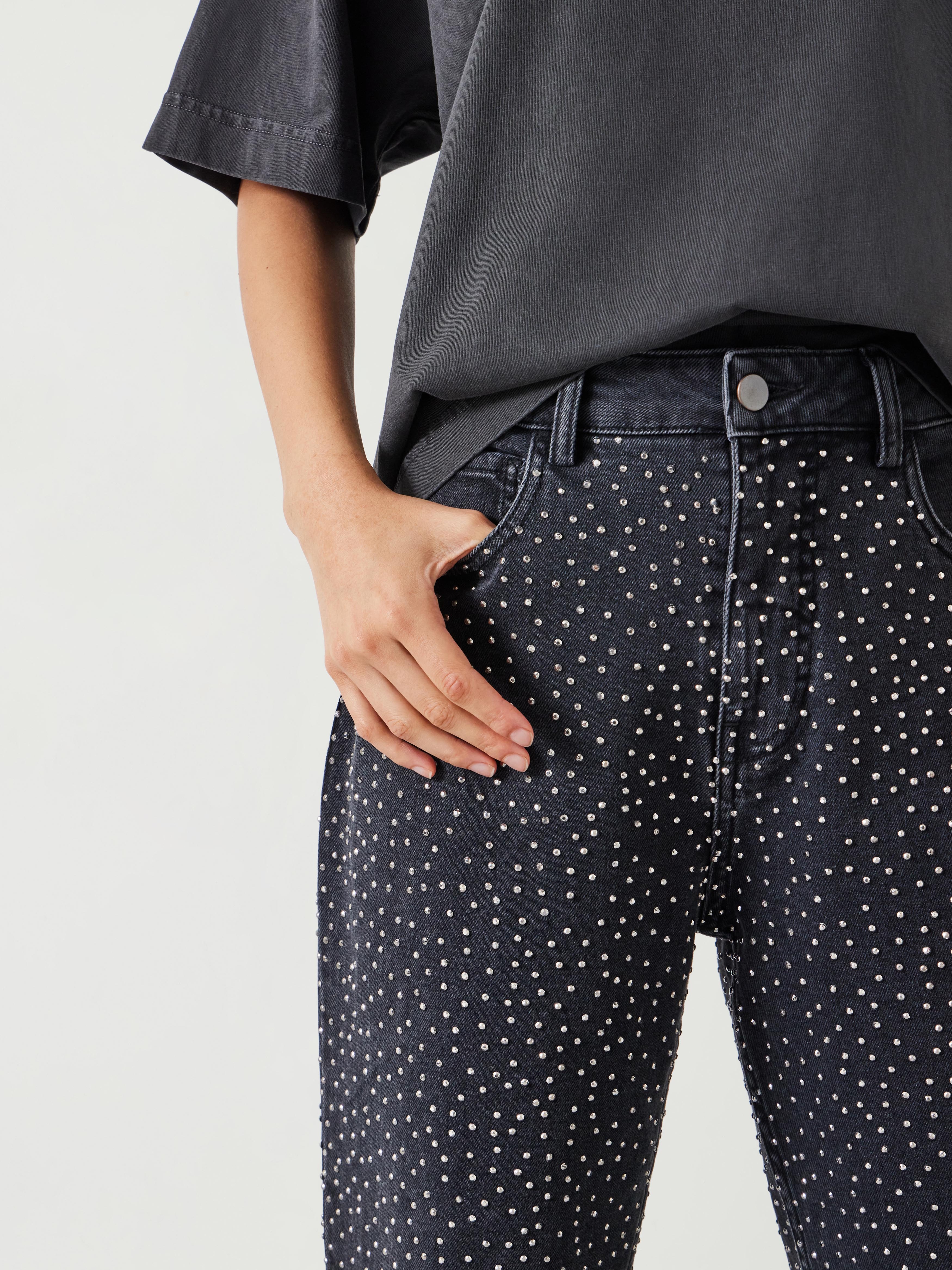 Alex Slim Straight Leg Rhinestone Denim Jeans