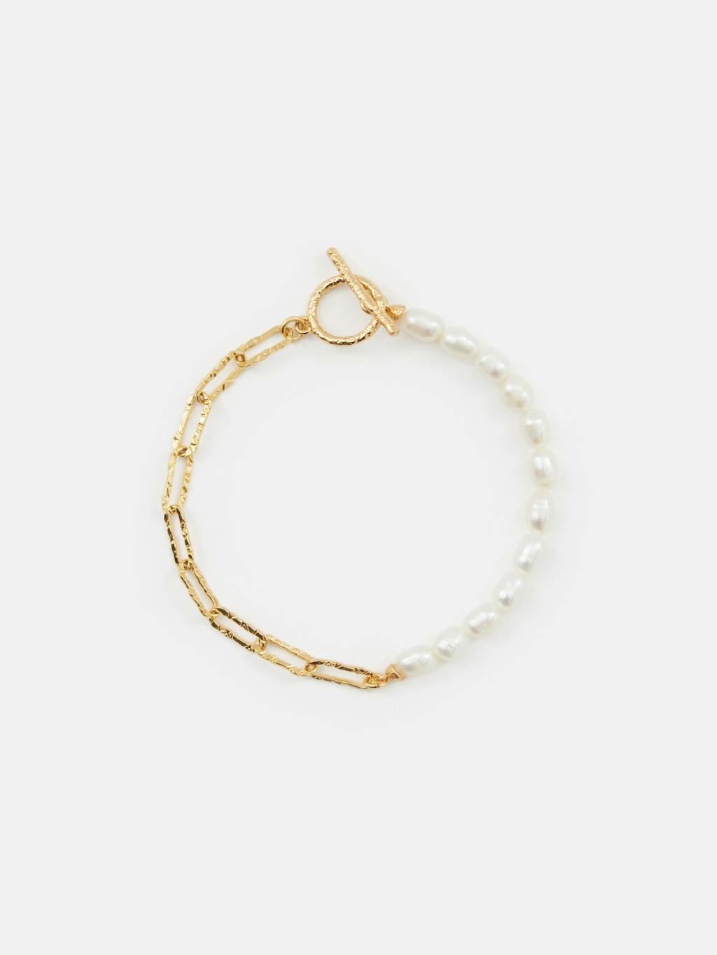 011081-3037-01 Hadley Hammered Pearl Chain Bracelet