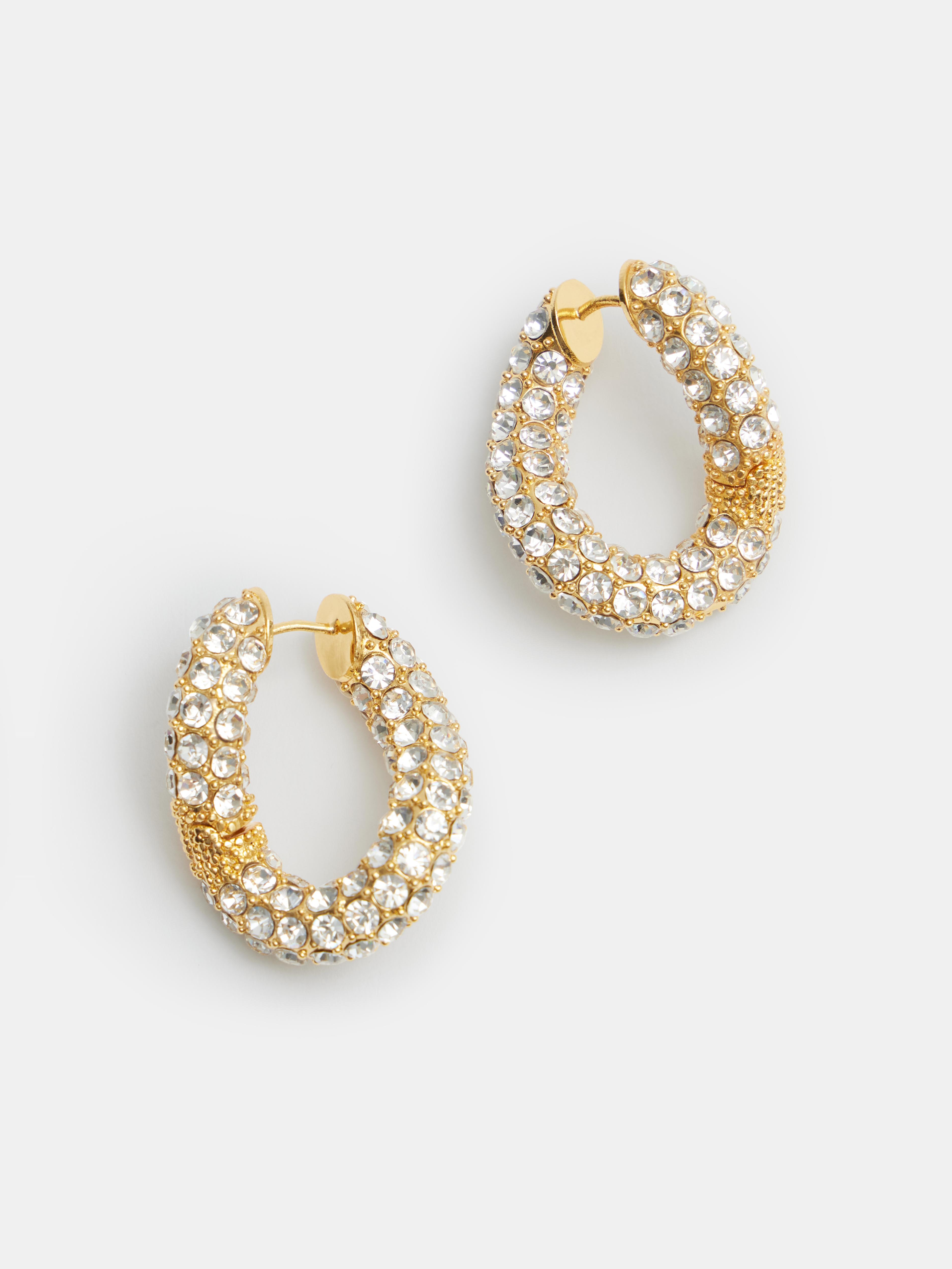 Large Pia Pave Twist Hoop Earrings | Gold | hush