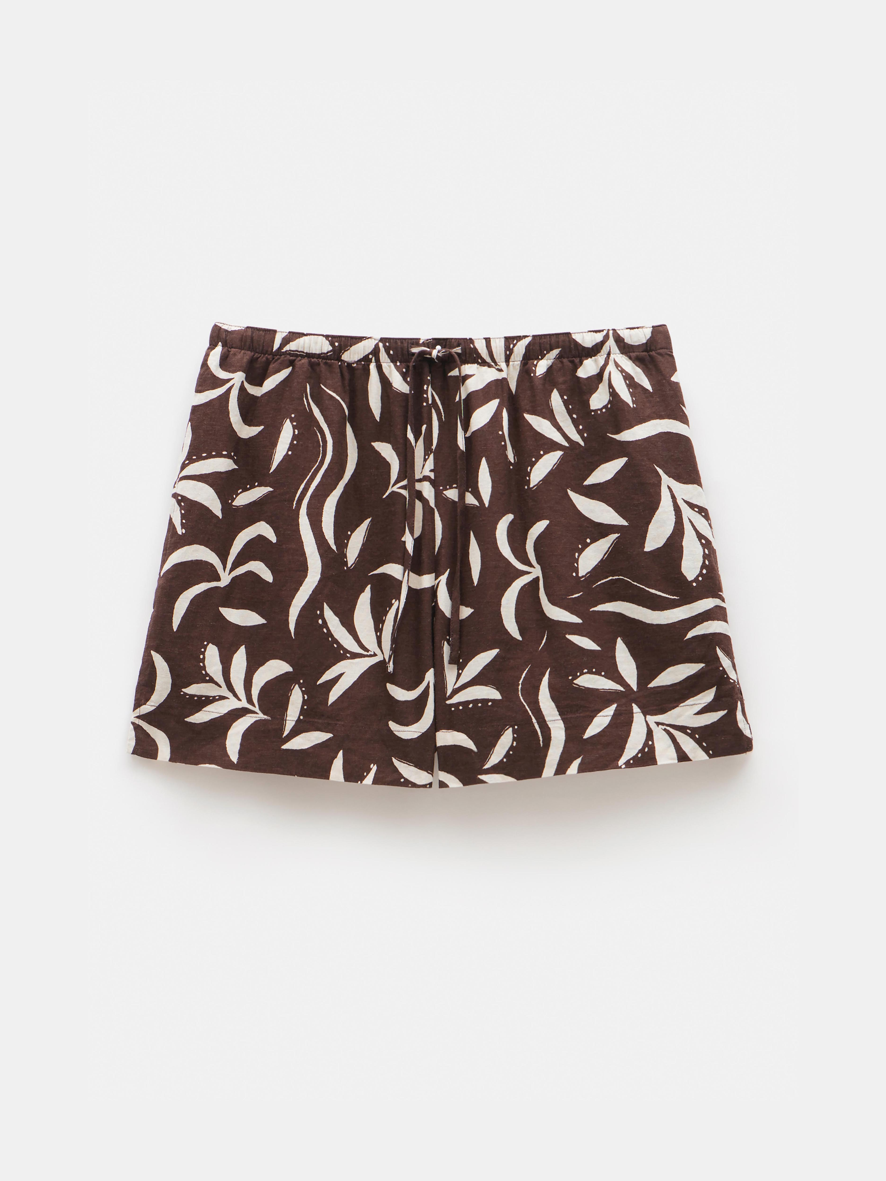 Printed Linen Blend Shorts