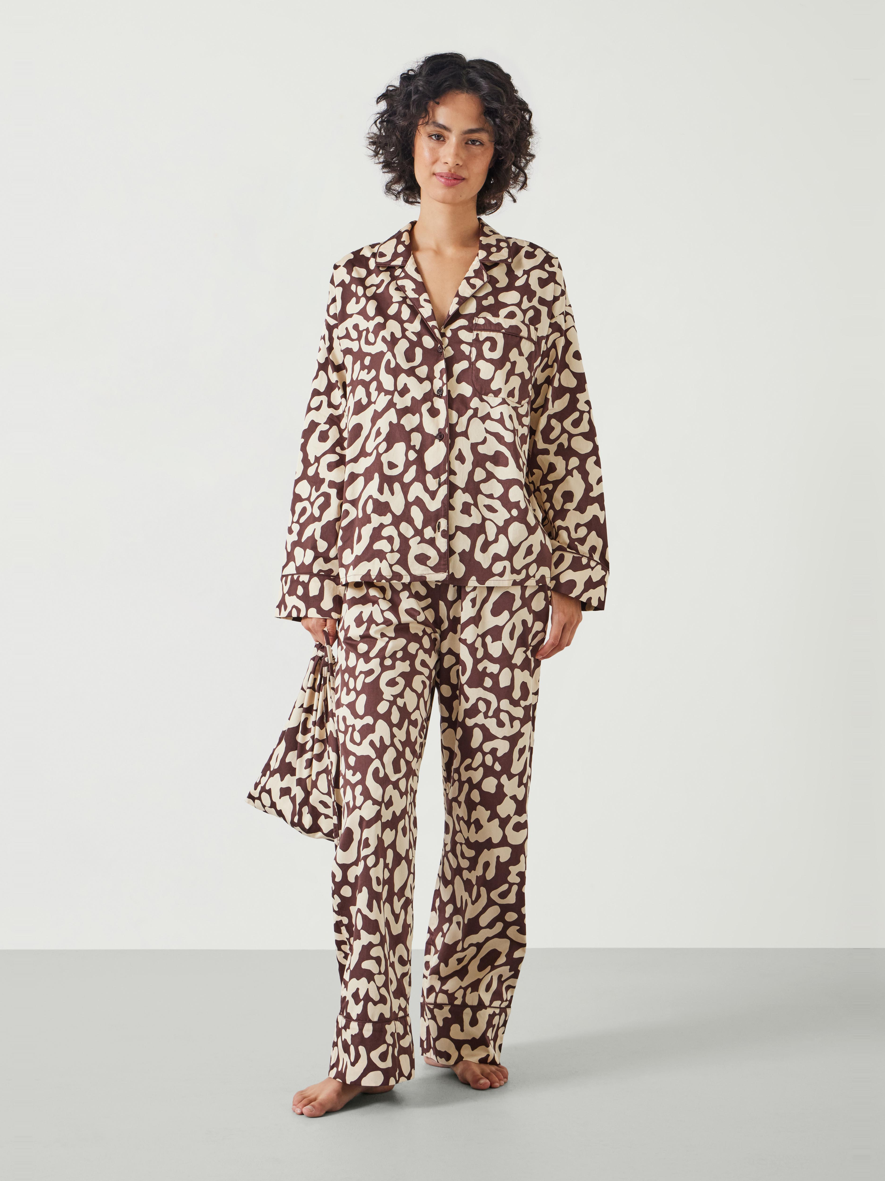 Angelina Cotton Satin Animal Print Pyjamas