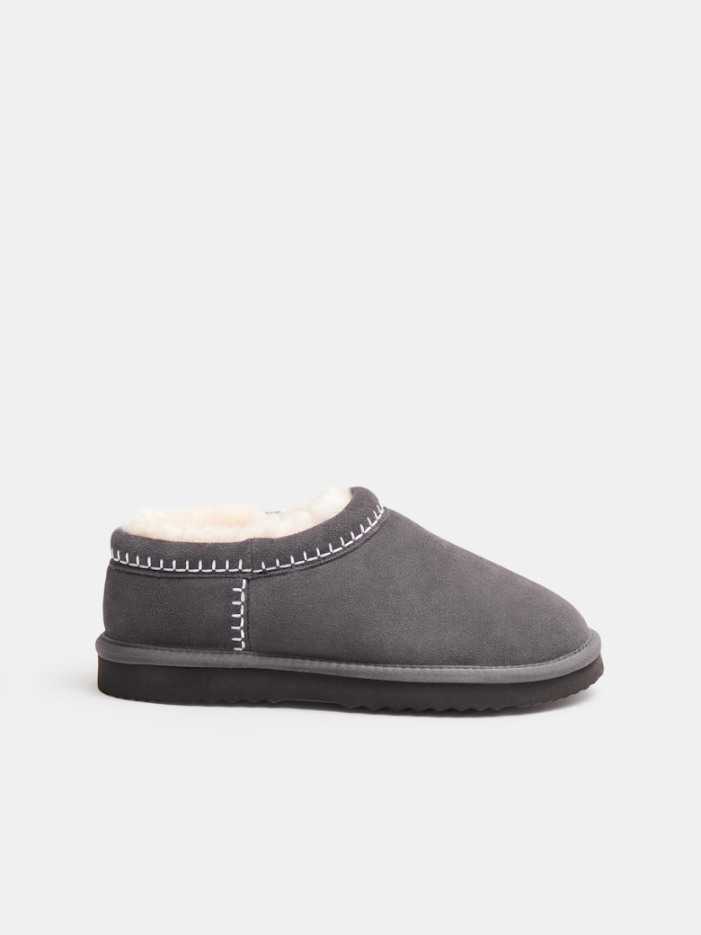 Padded Collar Sheepskin Snug Slippers