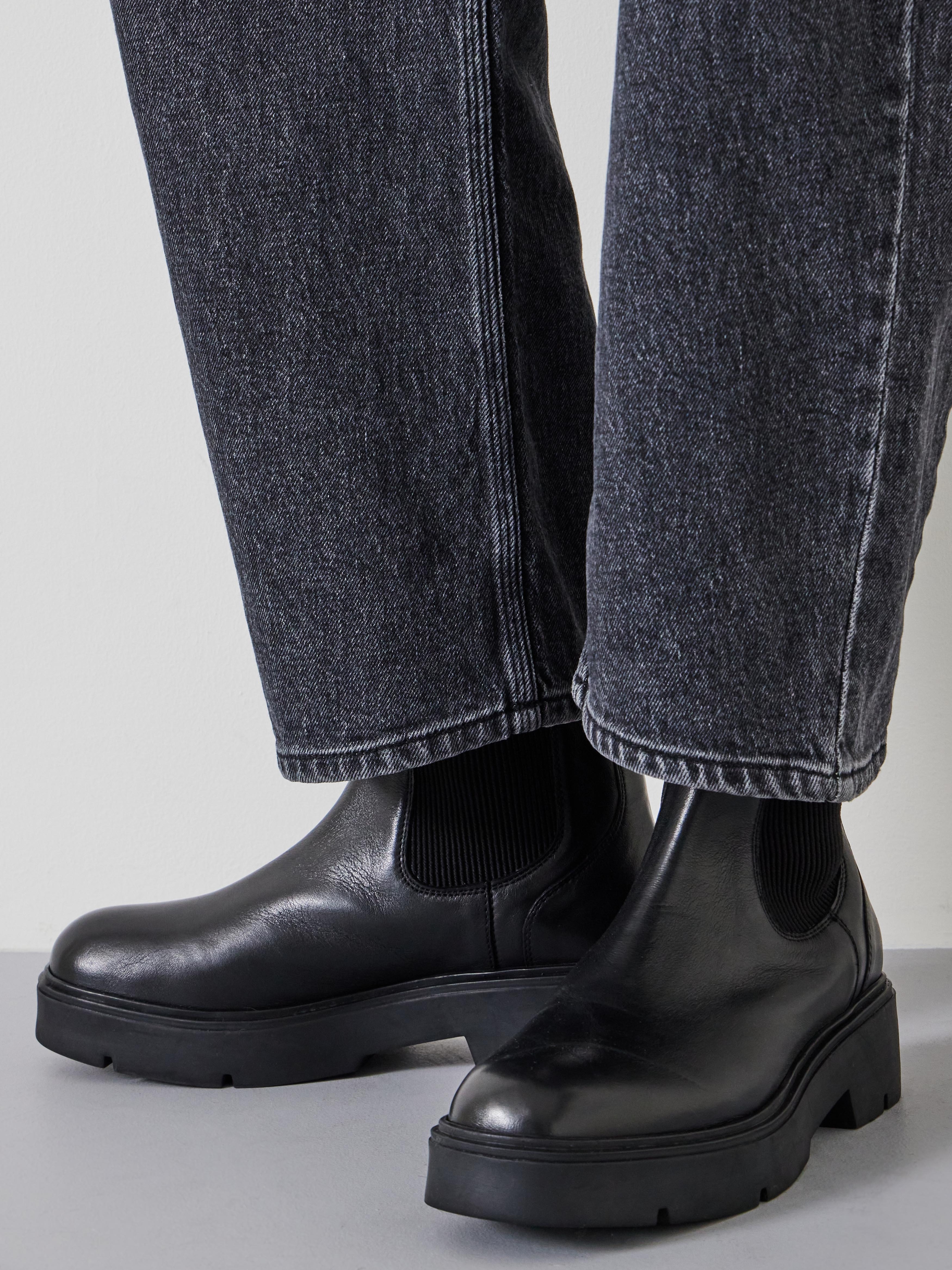 Chunky Leather Chelsea Boots