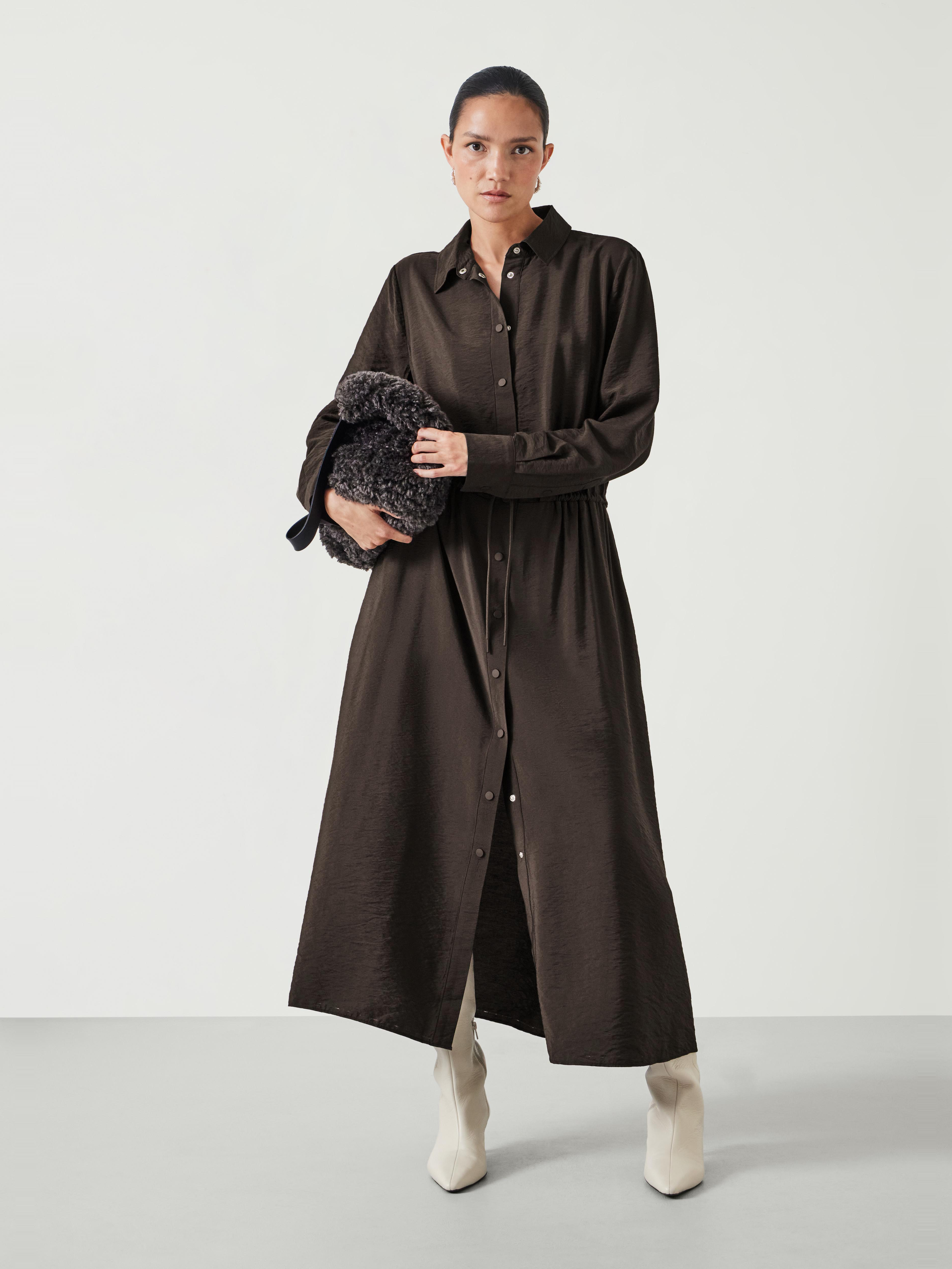 Martina Midi Shirt Dress - Chocolate Brown