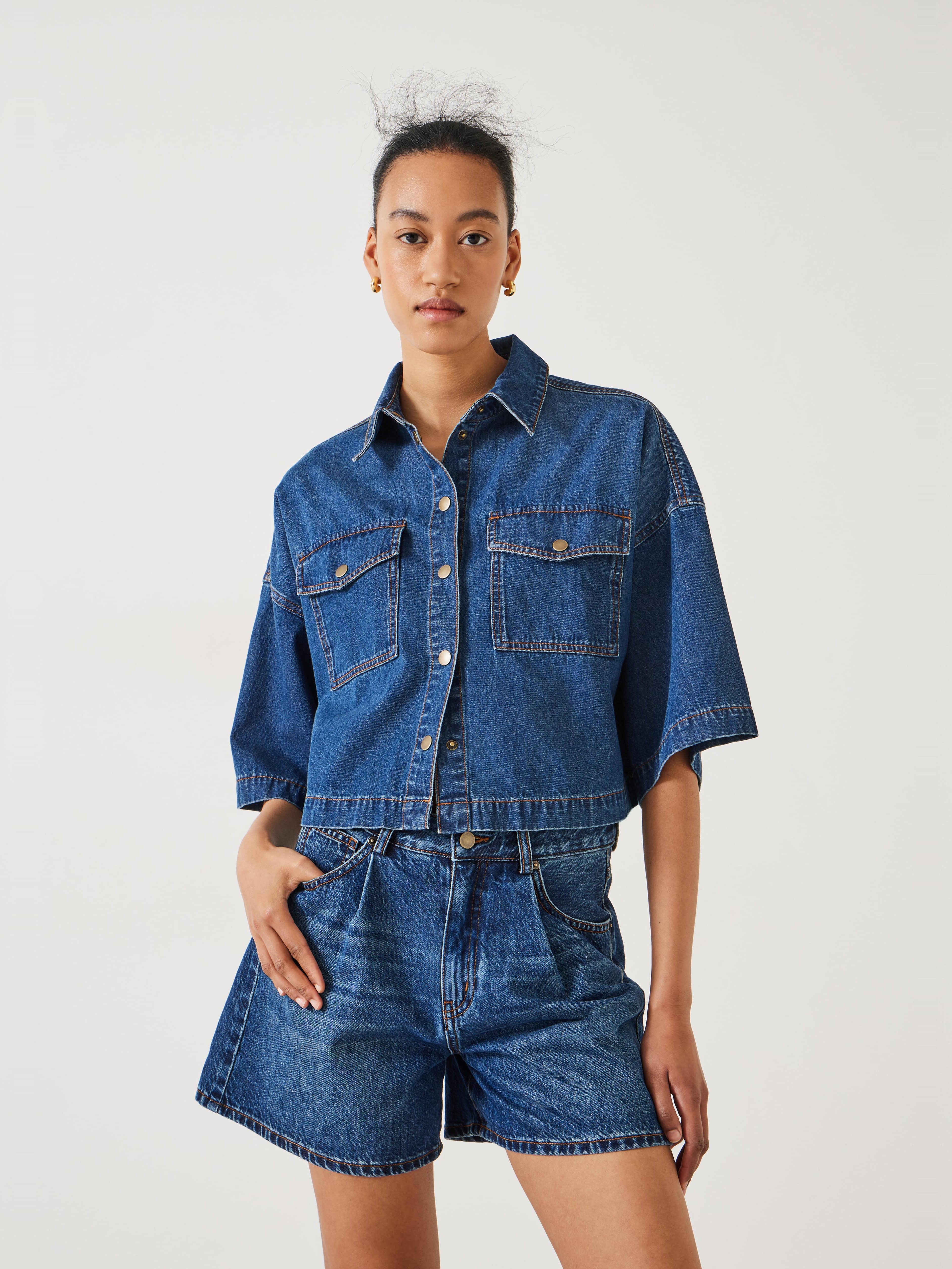 Chlo Oversized Cropped Denim Shirt