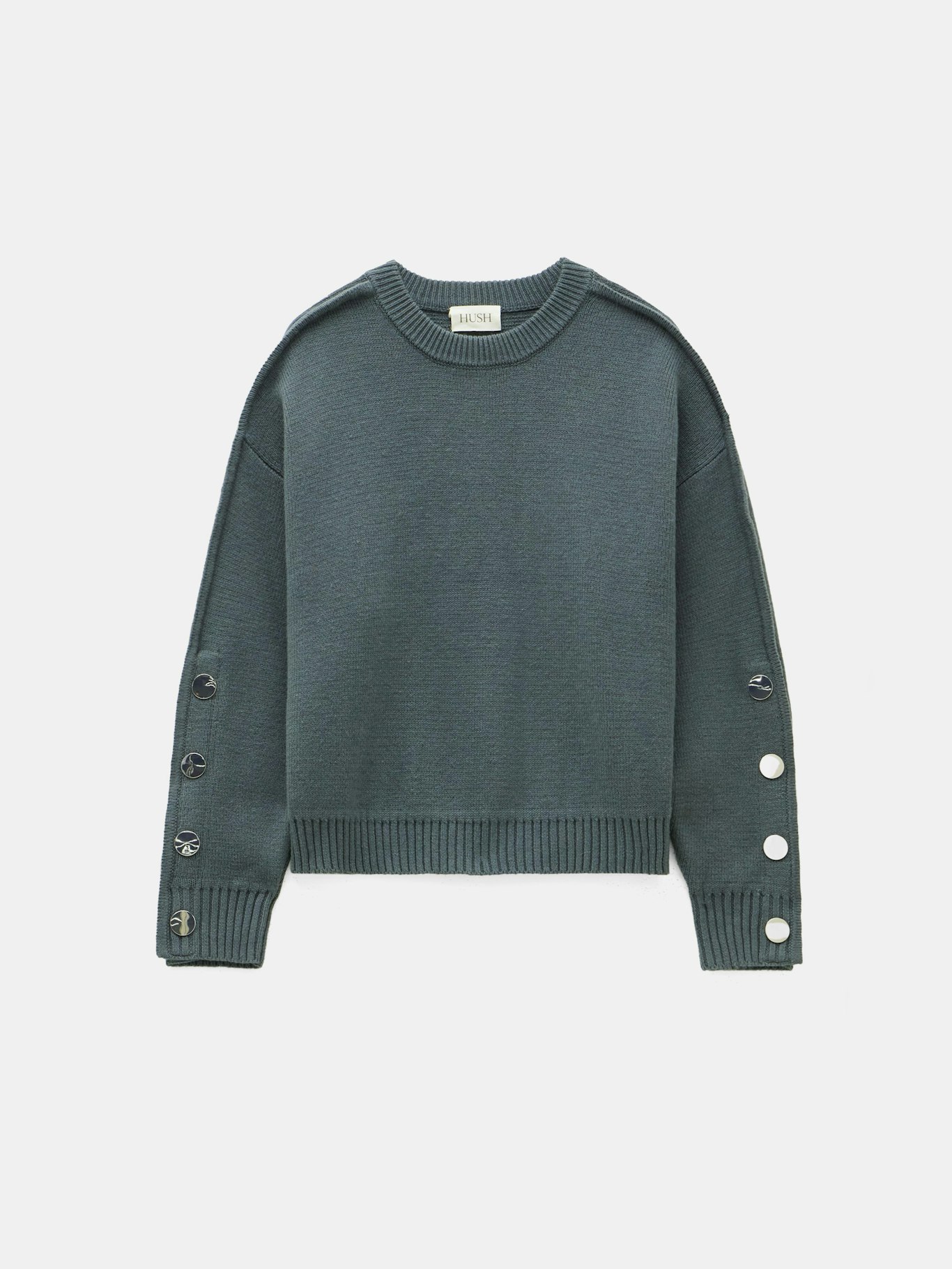 012556-1833-07 Popper Sleeve Crew Knitted Jumper