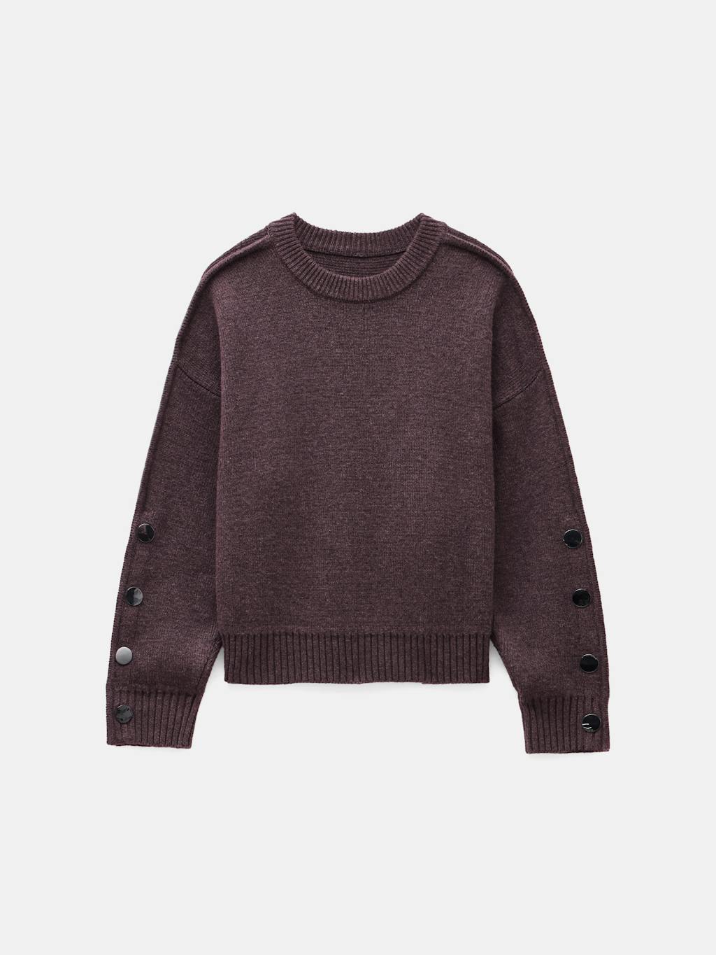 012556-1308-07 Popper Sleeve Crew Knitted Jumper