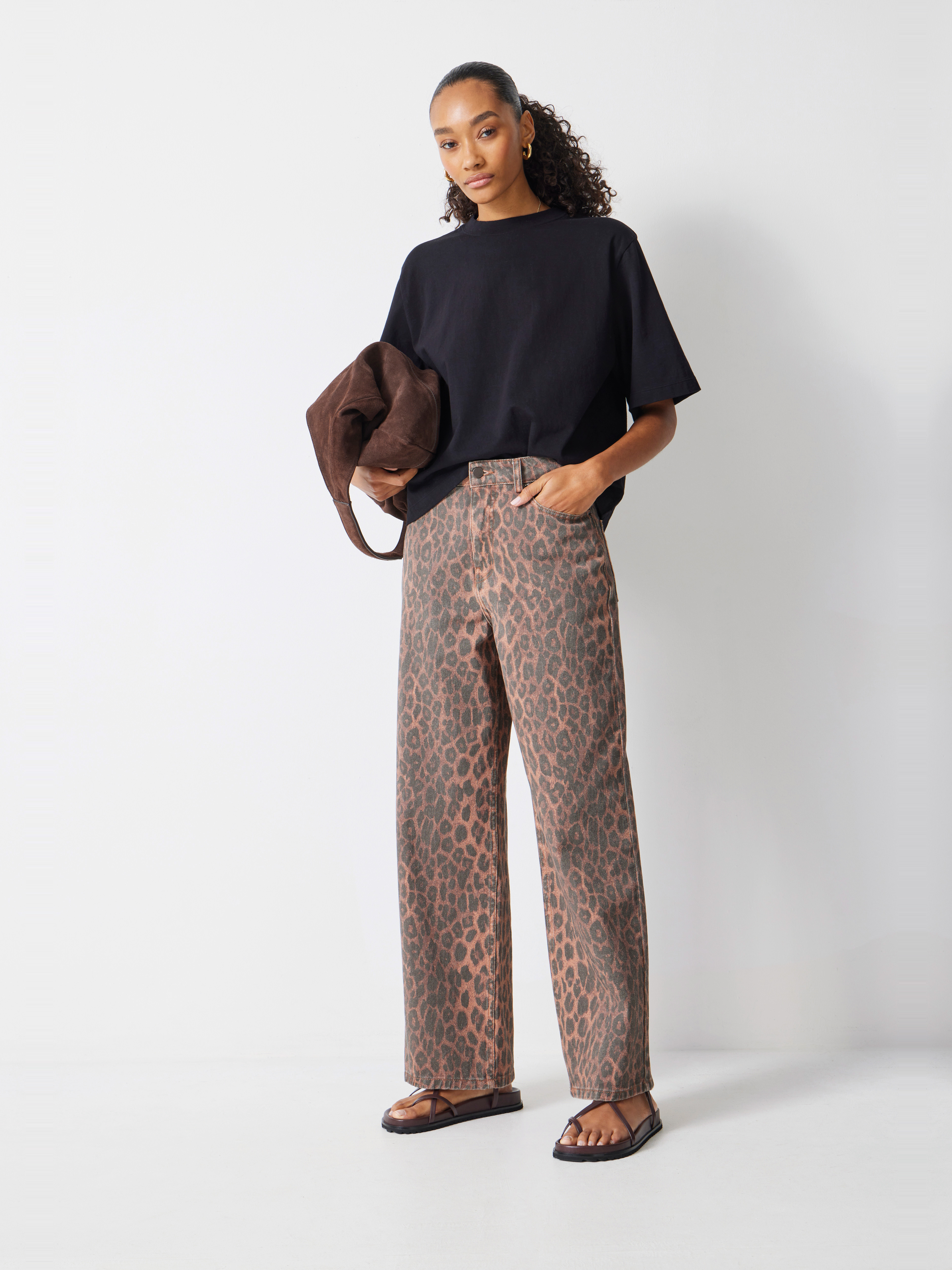 Leopard Wide Leg Jeans