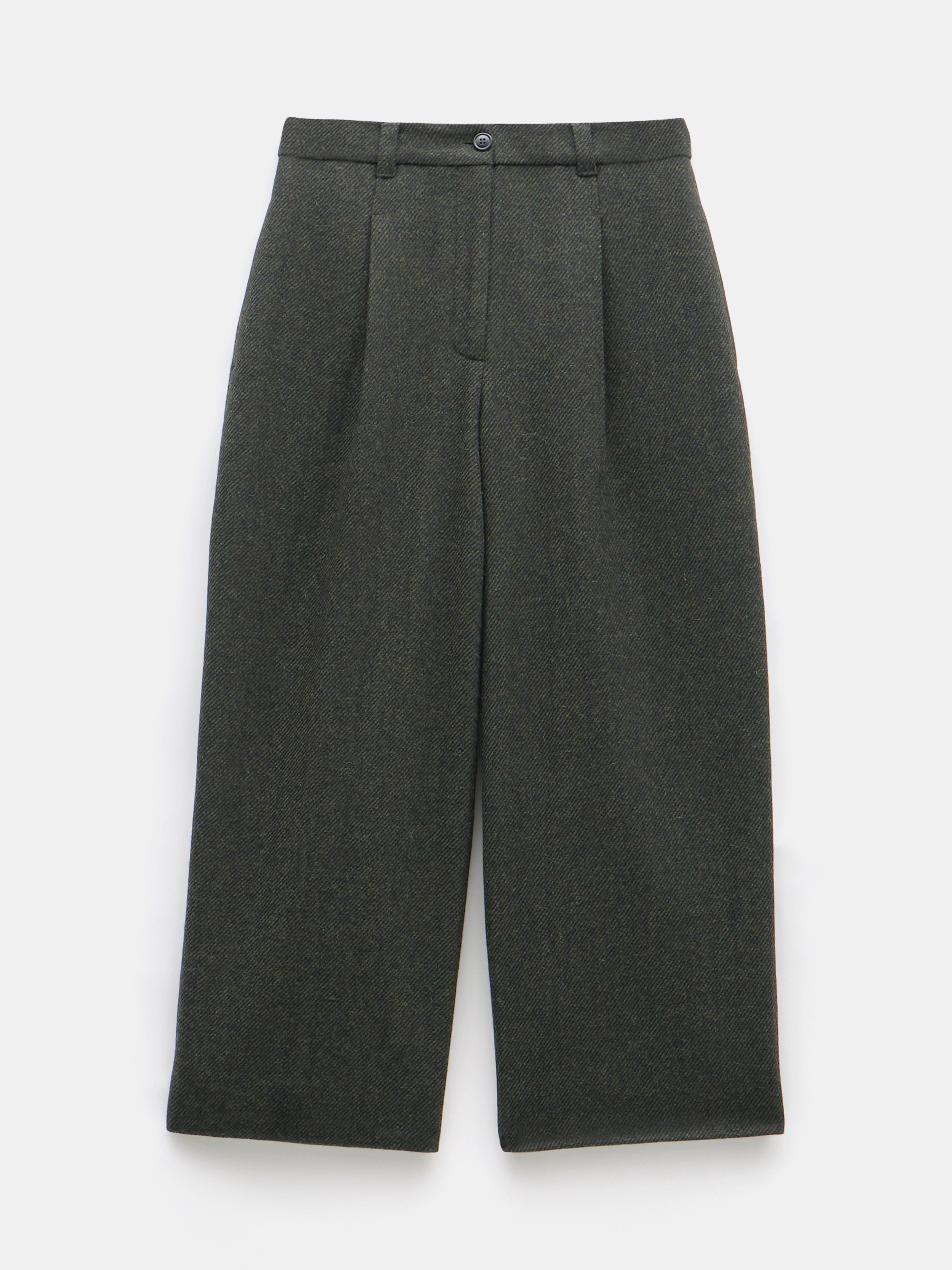 Carys Tailored Cropped Trousers - Dark Olive | Hush