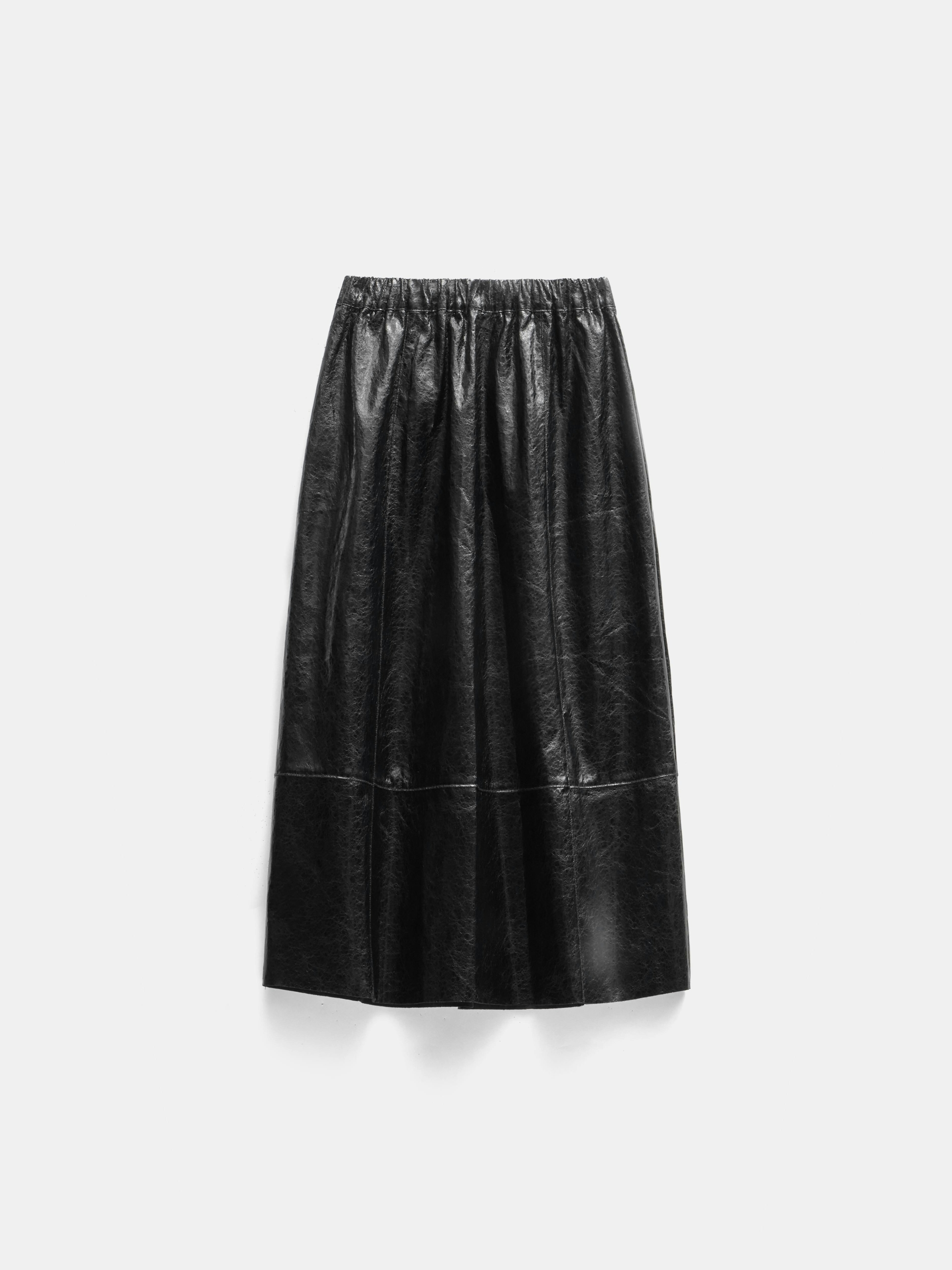Crackled Patent Midi Skirt - Black | Hush