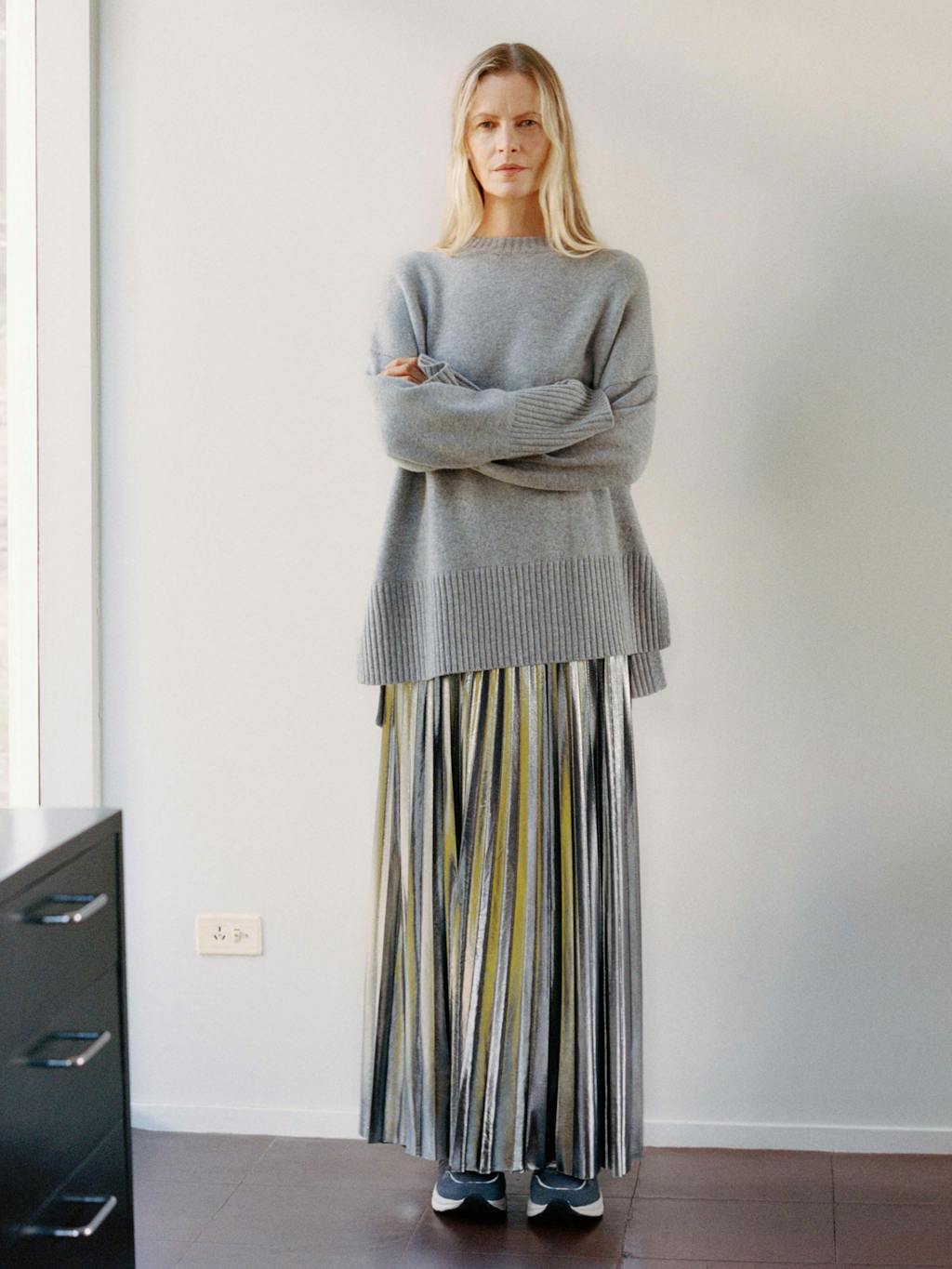 010124-4455-10 Raven Pleated Maxi Skirt