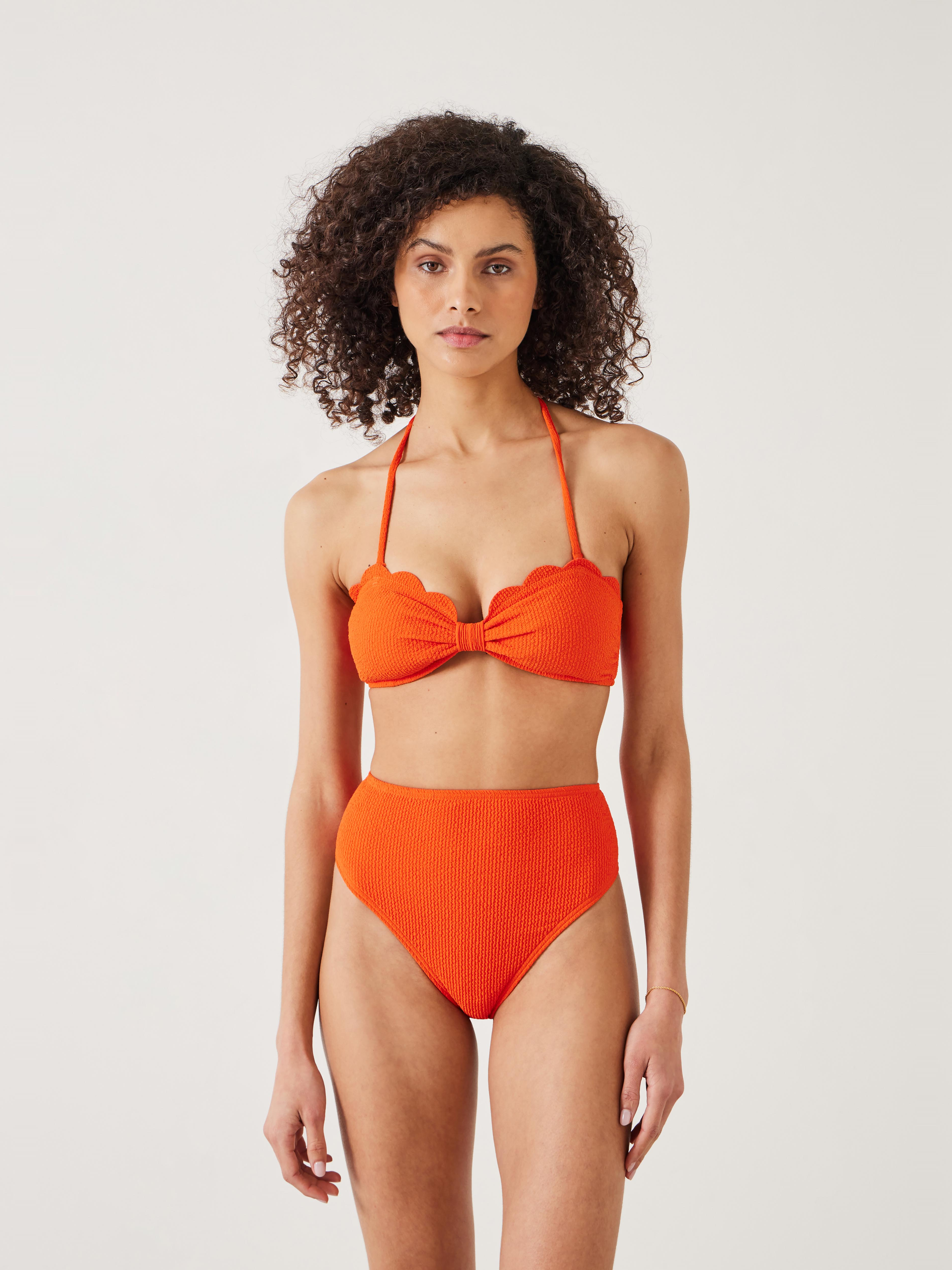 Stella Scallop Crinkle Bandeau Bikini Top